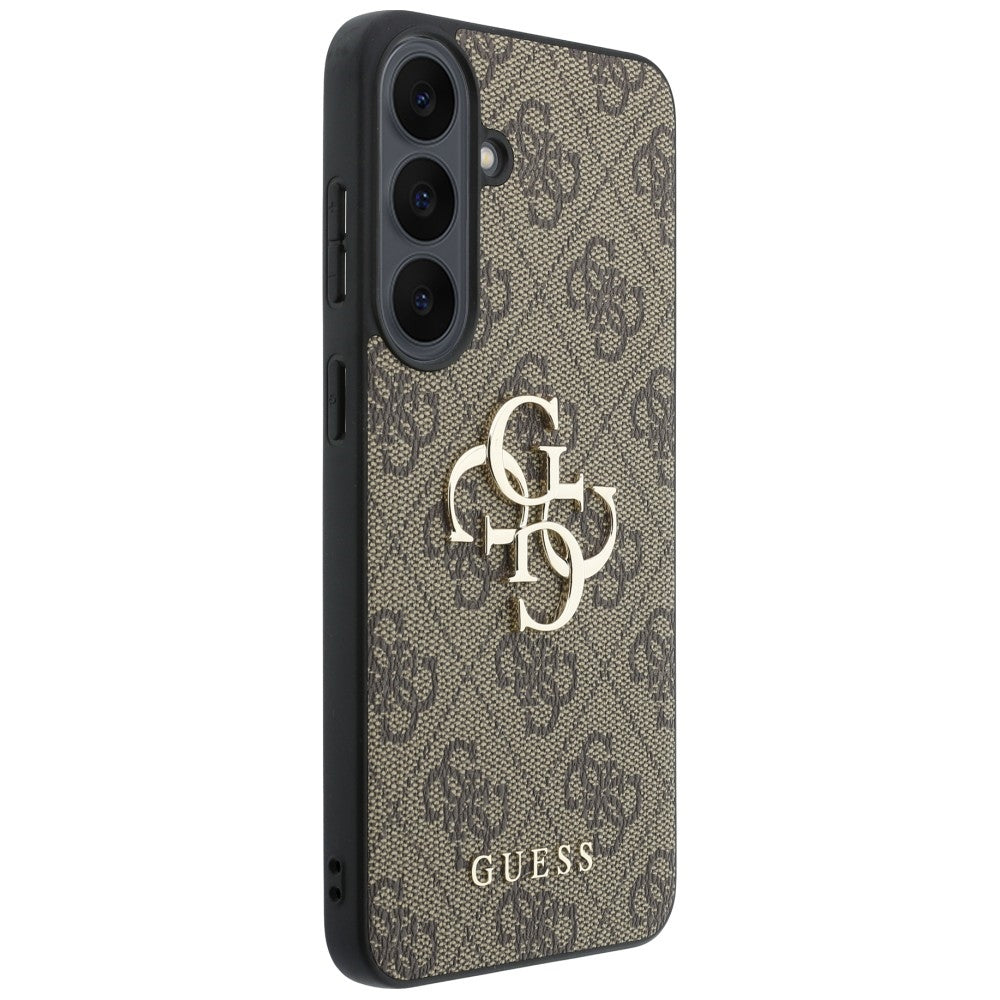 Guess GUHCS26FE4GMGBR Leather 4G Metal Logo Case for Samsung Galaxy S26 FE Brown