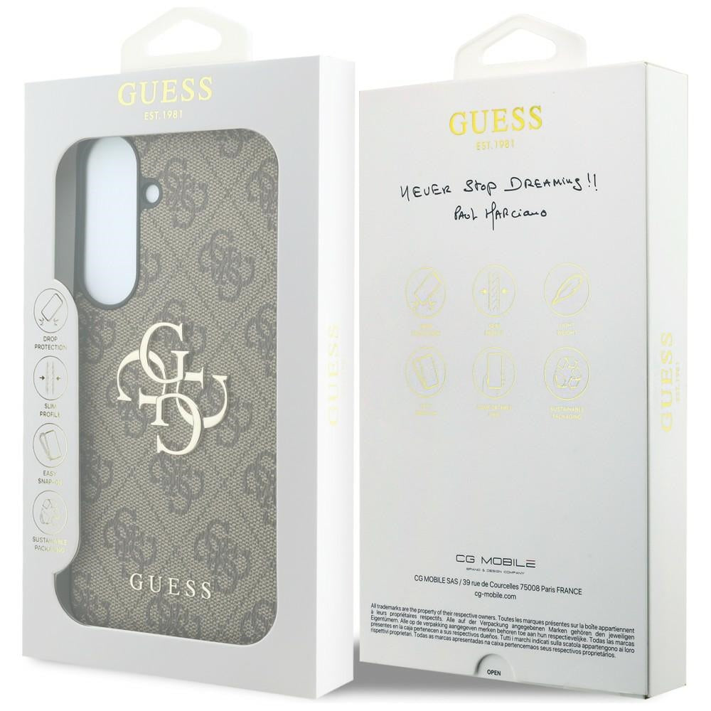 Guess GUHCS26FE4GMGBR Leather 4G Metal Logo Case for Samsung Galaxy S26 FE Brown