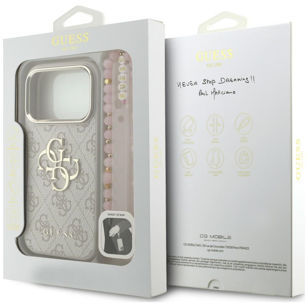Guess GUHCP18XP4GMGSCP 4G Strap 4G Classic Logo Metal Trims for iPhone 18 Pro Max / 17 Pro Max Pink