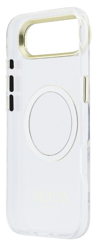 Guess GUHMP17MHTRMSFD Gold Outline Stand Camera Frame Magsafe Case for iPhone 17 Air Transparant