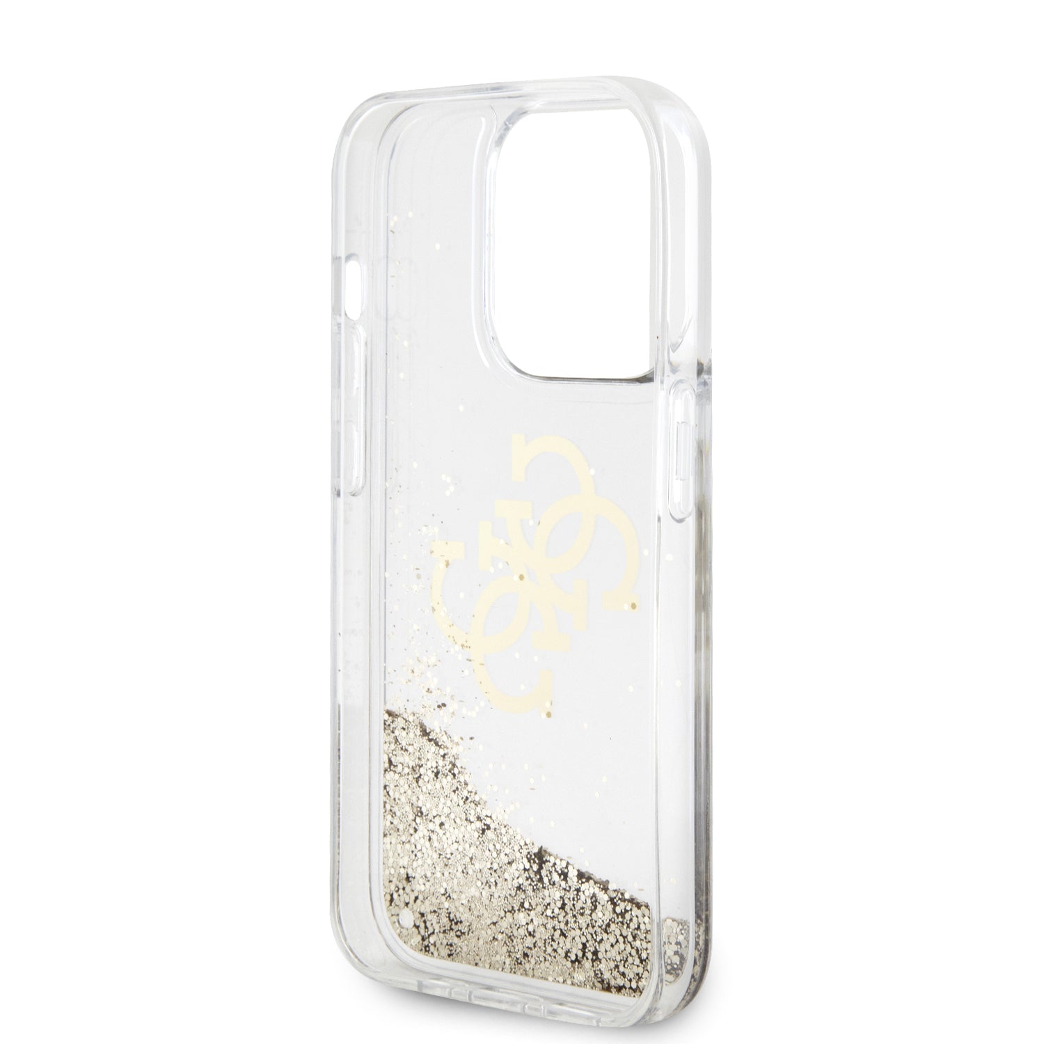 Guess GUHCP15LLG4GGO iPhone 15 Pro Gold hardcase Liquid Glitter Big 4G