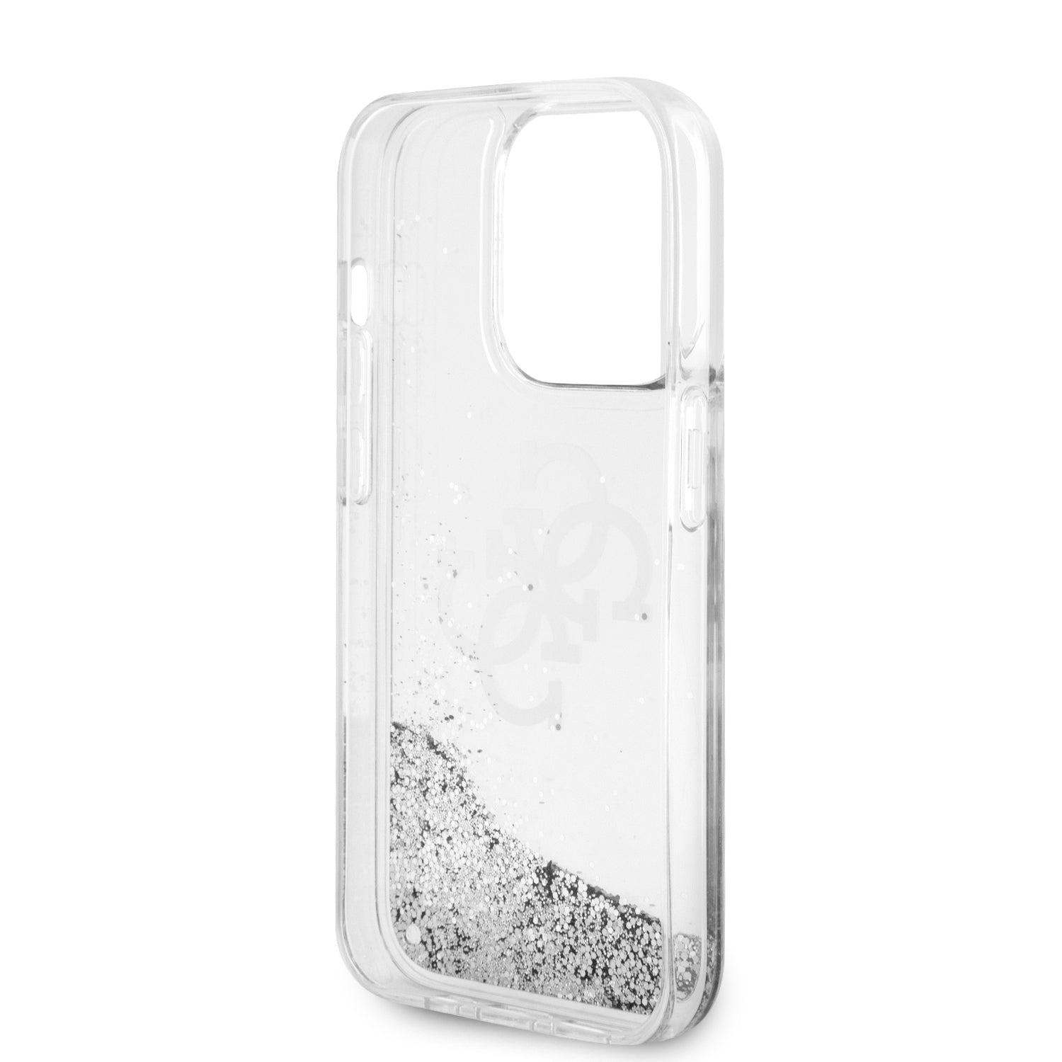 Guess GUHCP15LLG4GSI iPhone 15 Pro Silver hardcase Liquid Glitter Big 4G