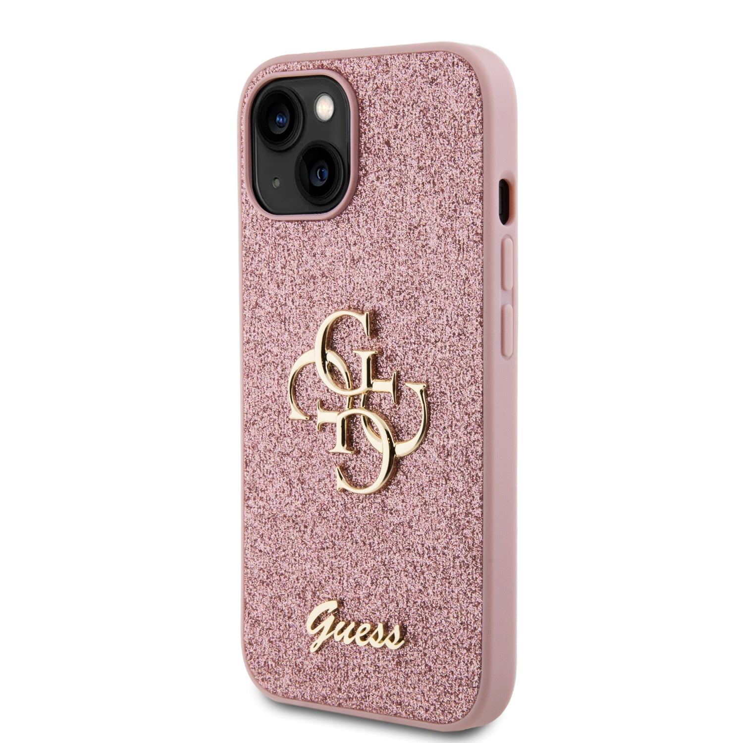 Guess GUHCP15MHG4SGP iPhone 15 Plus / 14 Plus pink hardcase Glitter Script Big 4G