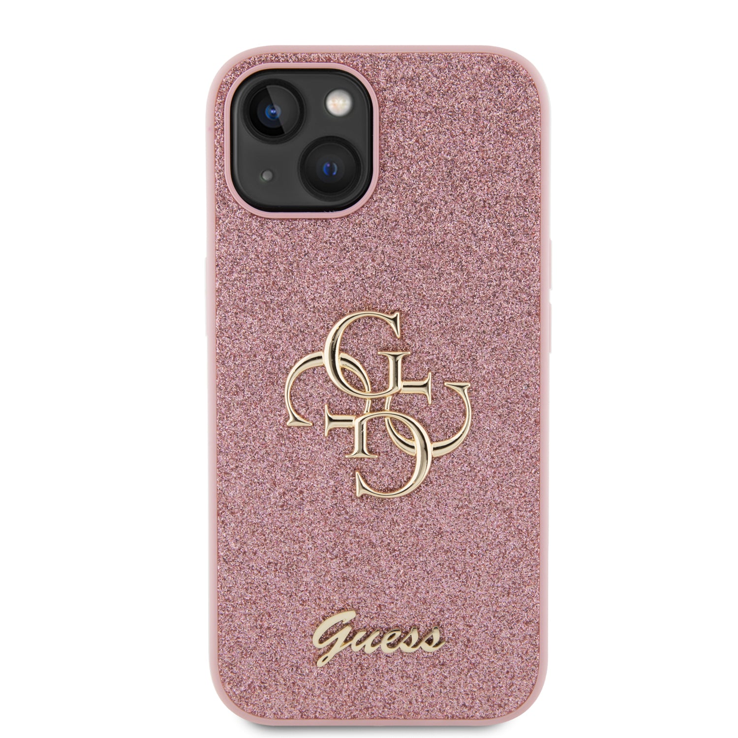 Guess GUHCP15MHG4SGP iPhone 15 Plus / 14 Plus pink hardcase Glitter Script Big 4G