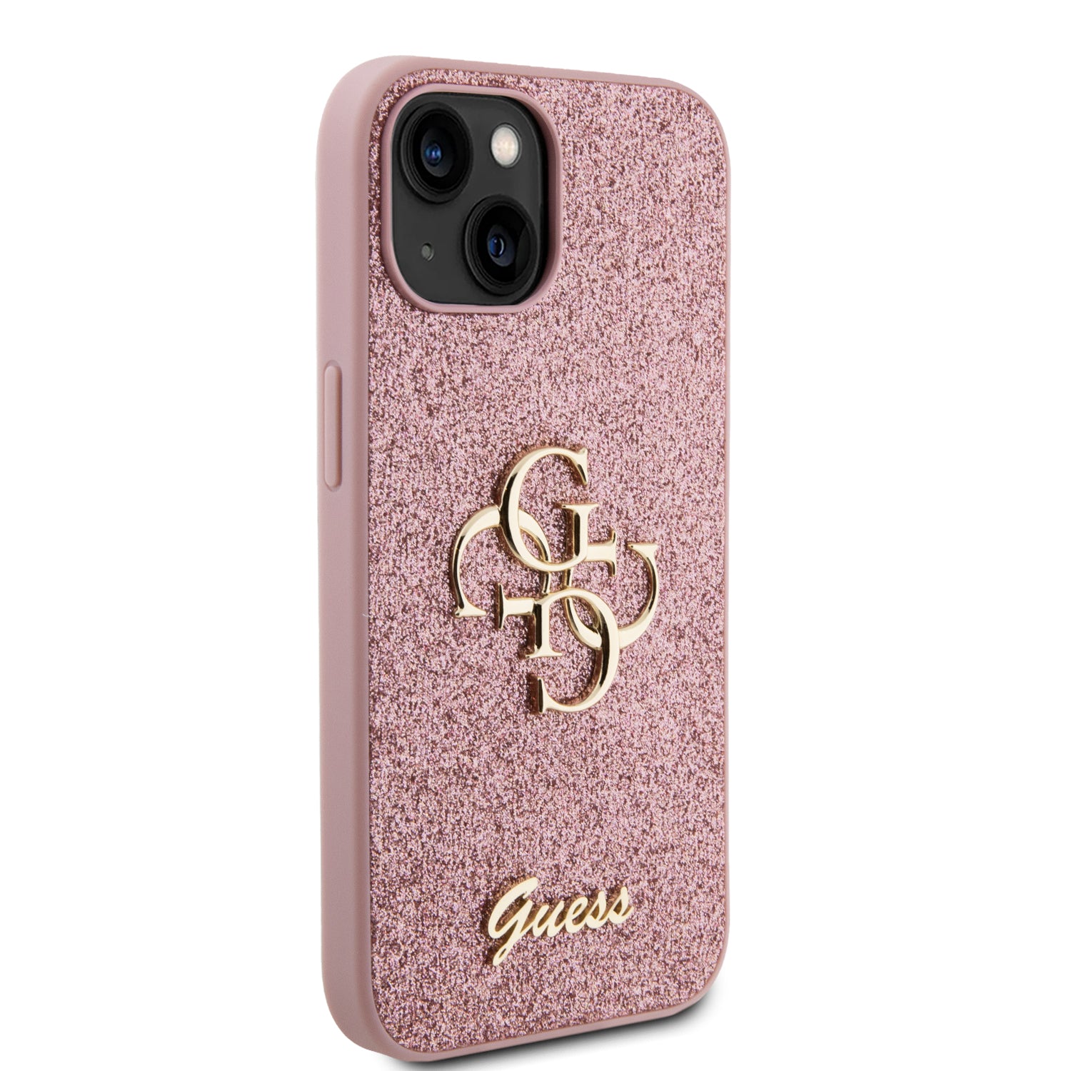 Guess GUHCP15MHG4SGP iPhone 15 Plus / 14 Plus pink hardcase Glitter Script Big 4G