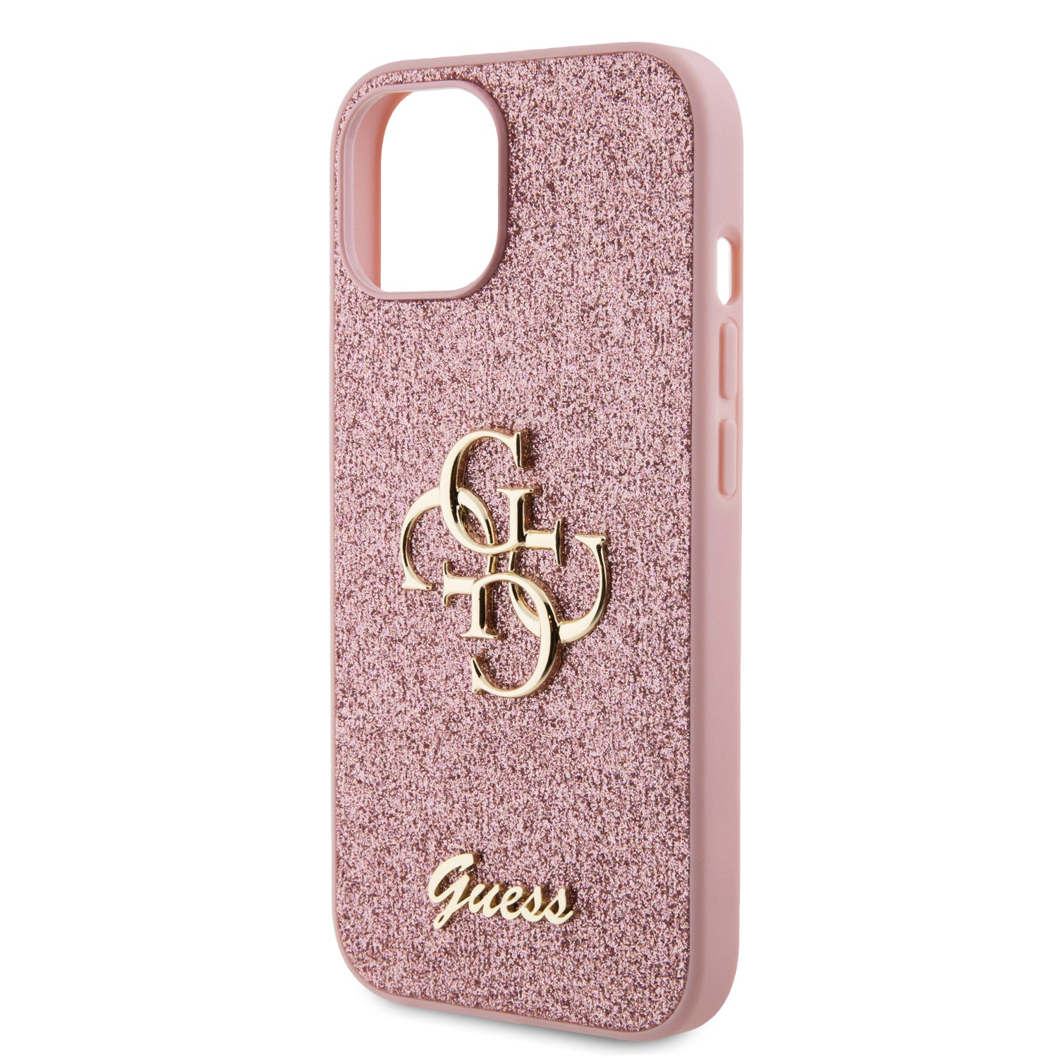 Guess GUHCP15MHG4SGP iPhone 15 Plus / 14 Plus pink hardcase Glitter Script Big 4G