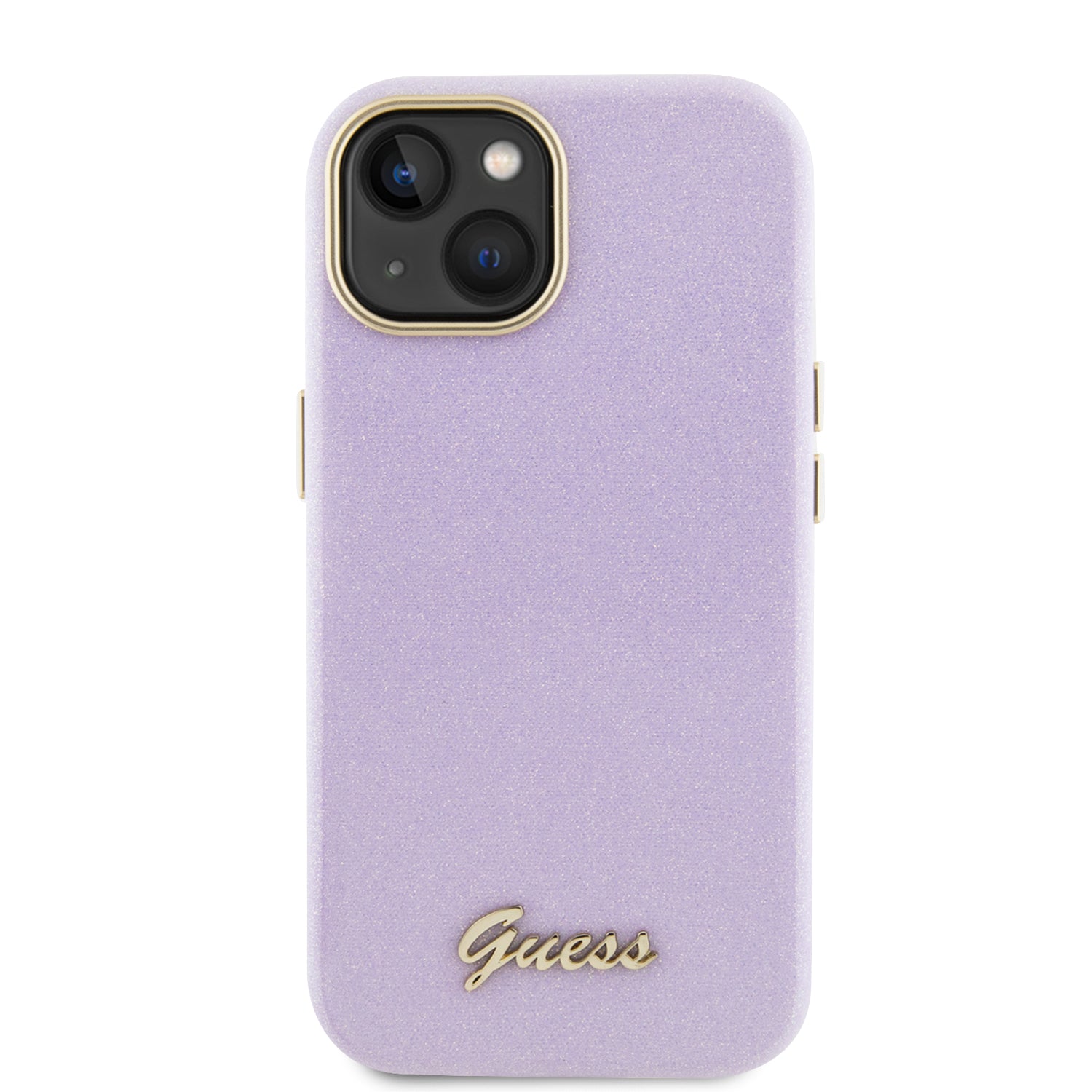 GUESS HC FW PU GLITTER GLOSSY SCRIPT LILAC iPhone 15 / 14 / 13