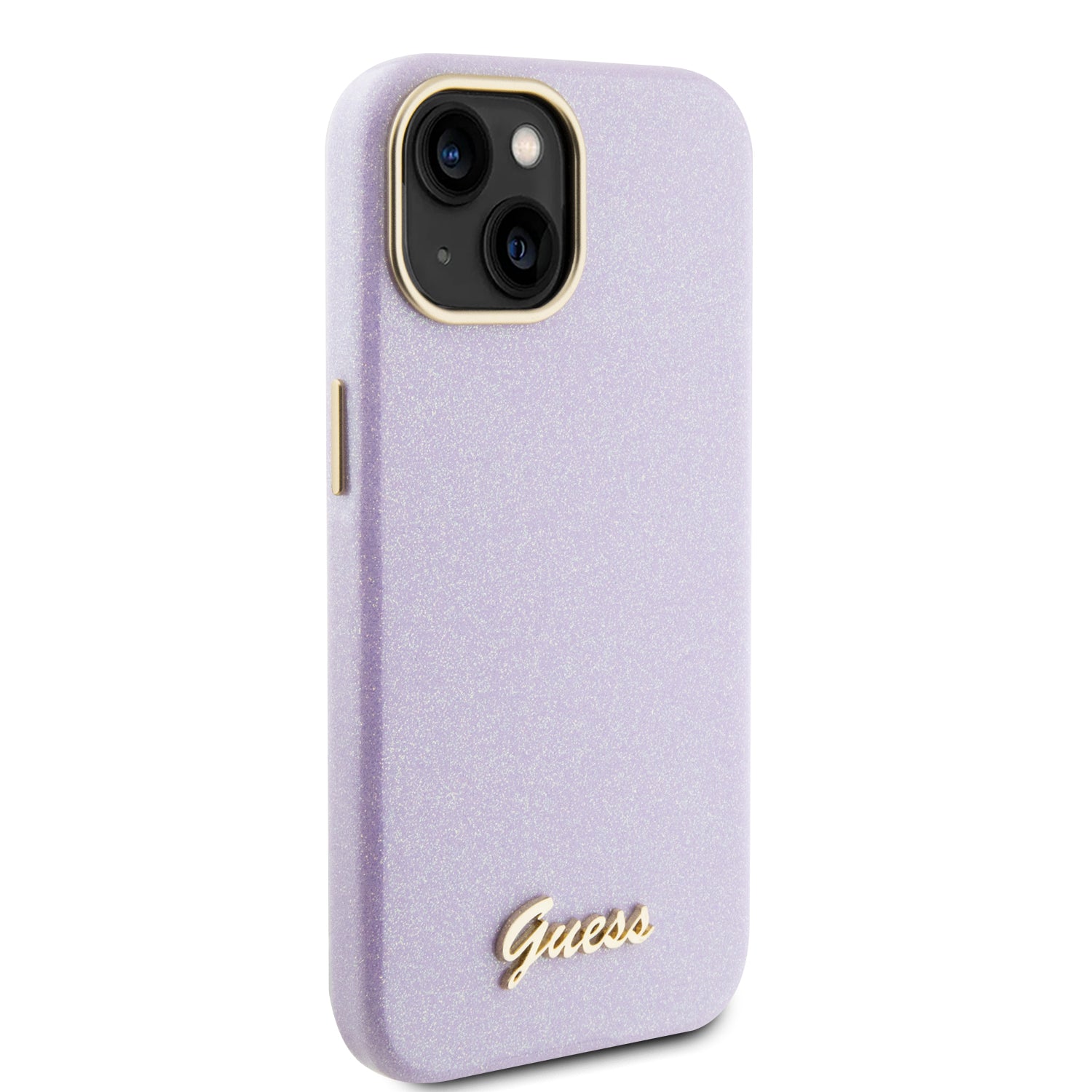 GUESS HC FW PU GLITTER GLOSSY SCRIPT LILAC iPhone 15 / 14 / 13