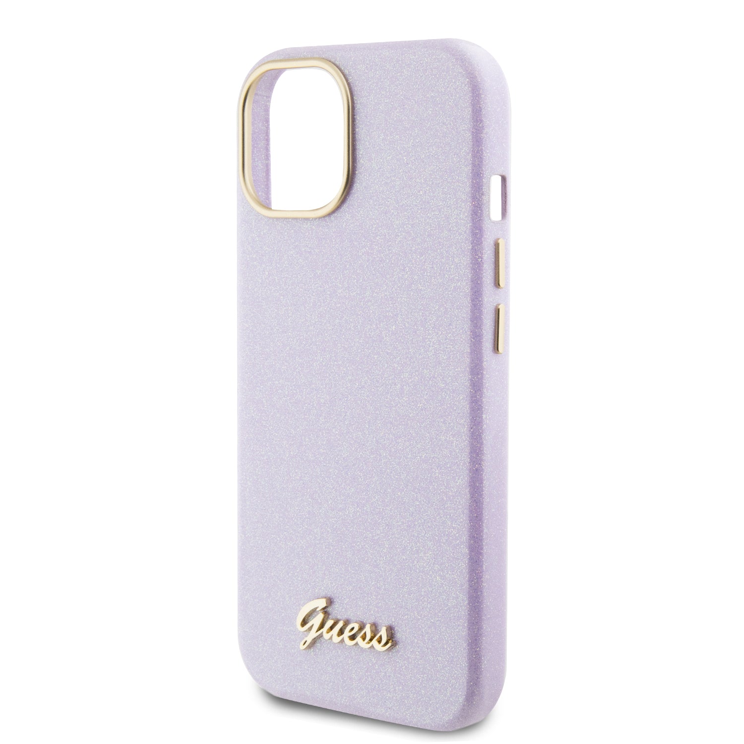 GUESS HC FW PU GLITTER GLOSSY SCRIPT LILAC iPhone 15 / 14 / 13