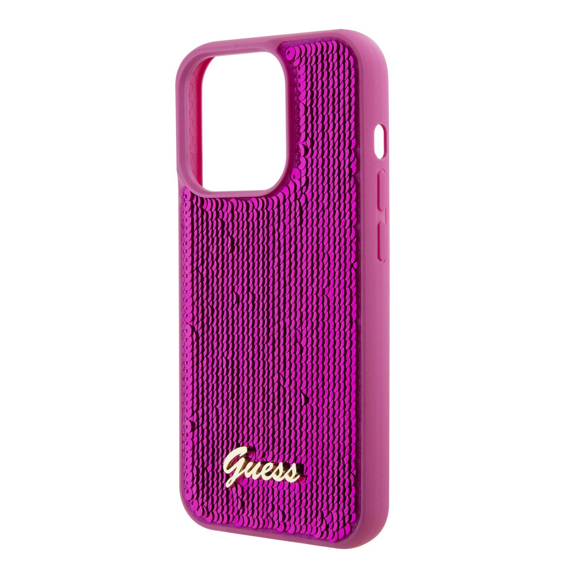 GUESS HC SEQUIN SCRIPT METAL FUSCHIA iPhone 15 PRO