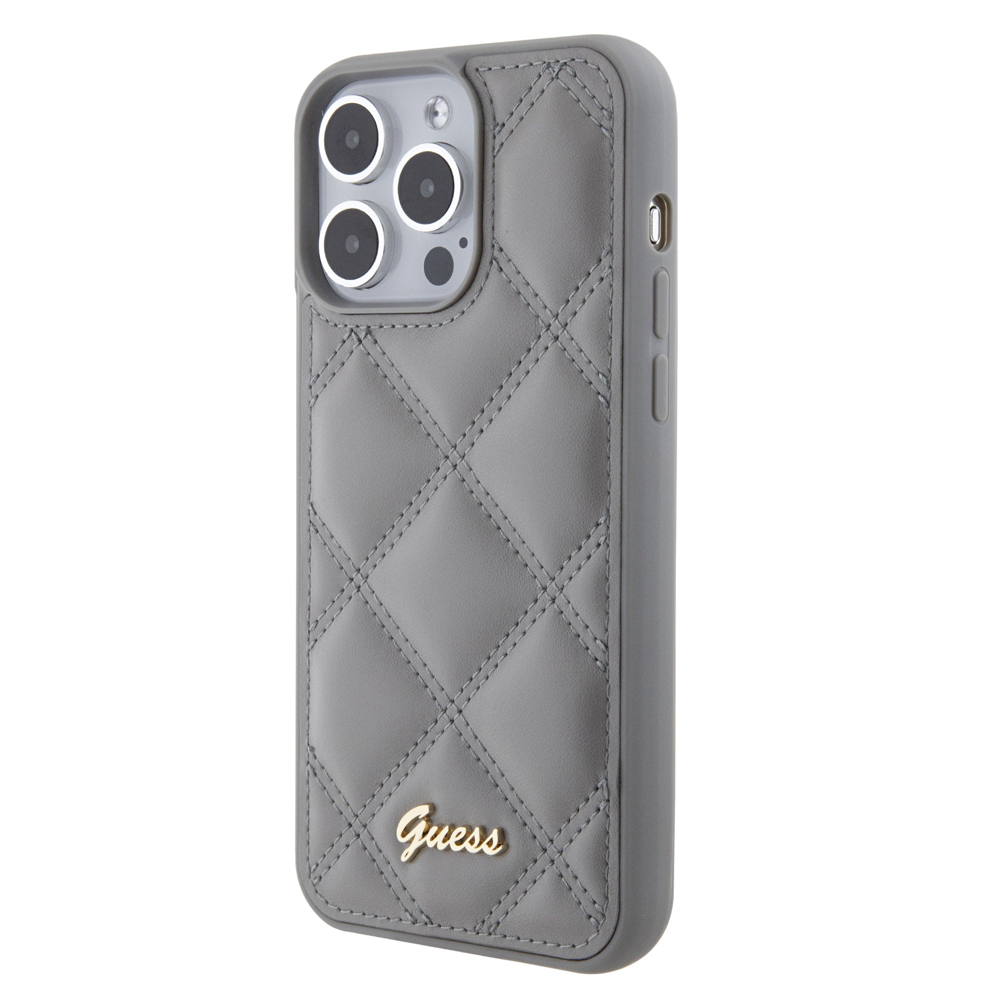 GUESS GUHCP15XPSQSQSG PU LEATHER HC QUILTED EDITION METAL LOGO GREY iPhone 15 PRO MAX