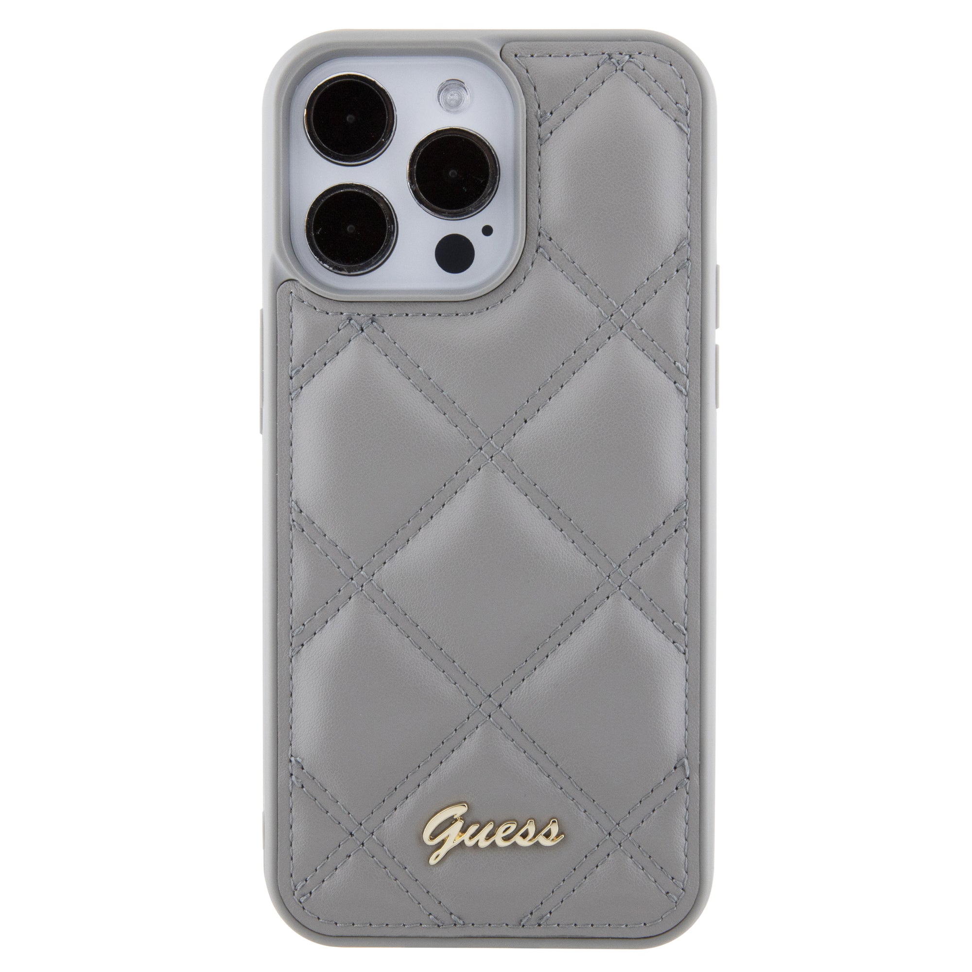 GUESS GUHCP15XPSQSQSG PU LEATHER HC QUILTED EDITION METAL LOGO GREY iPhone 15 PRO MAX