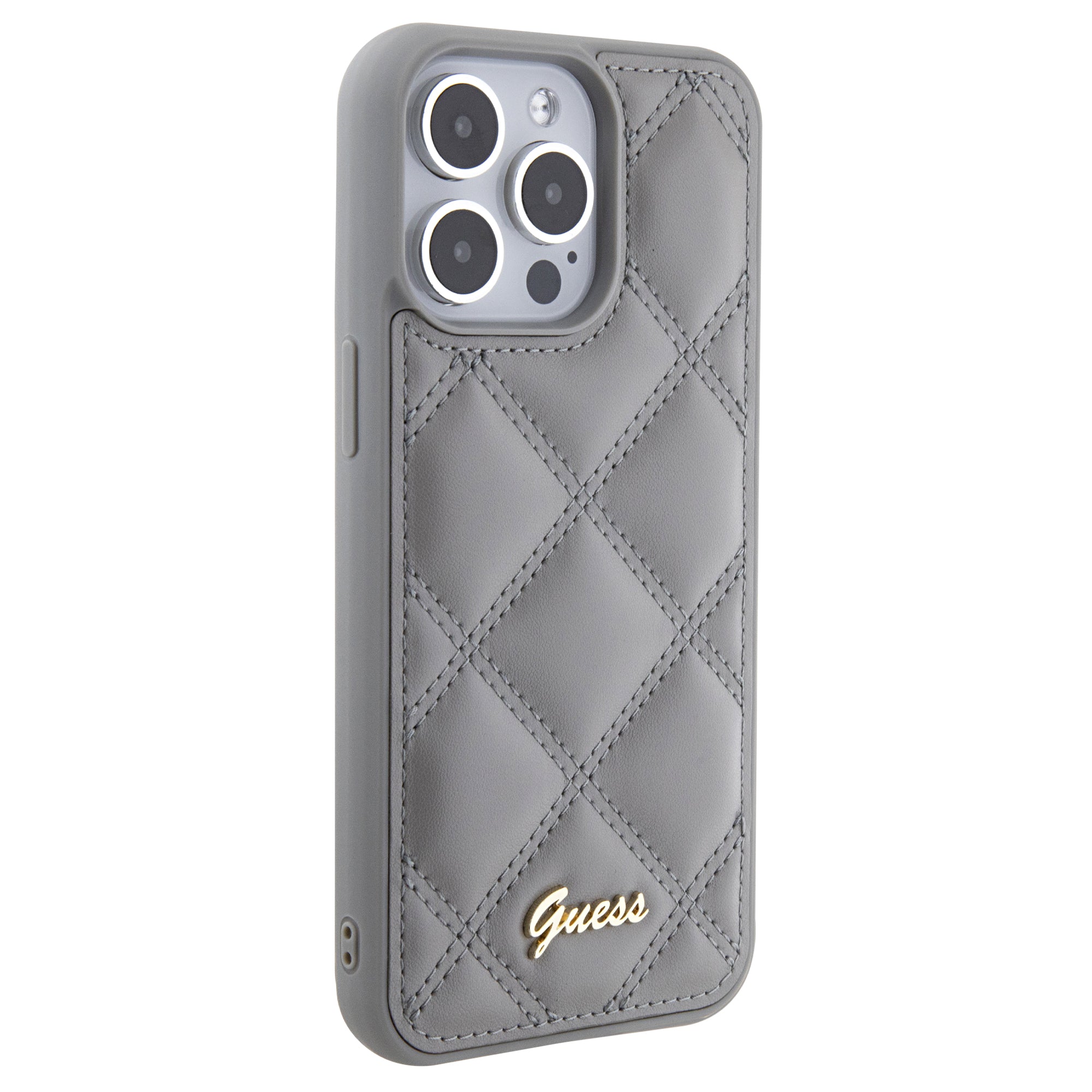 GUESS GUHCP15XPSQSQSG PU LEATHER HC QUILTED EDITION METAL LOGO GREY iPhone 15 PRO MAX