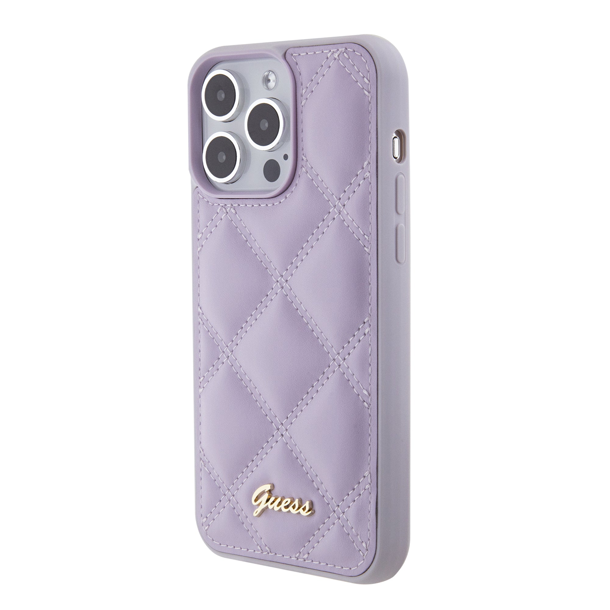 GUESS PU LEATHER HC QUILTED EDITION METAL LOGO LIGHT PURPLE iPhone 15 Pro Max