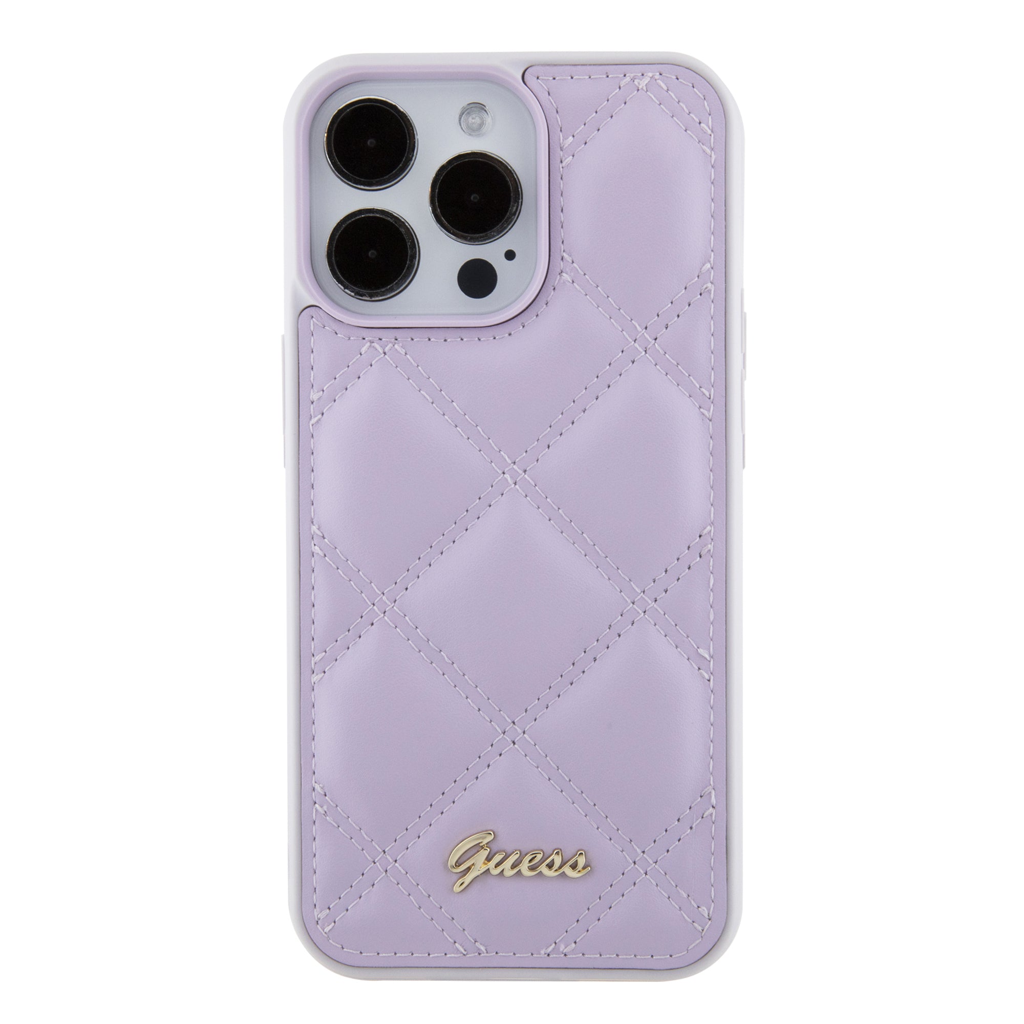 GUESS PU LEATHER HC QUILTED EDITION METAL LOGO LIGHT PURPLE iPhone 15 Pro Max