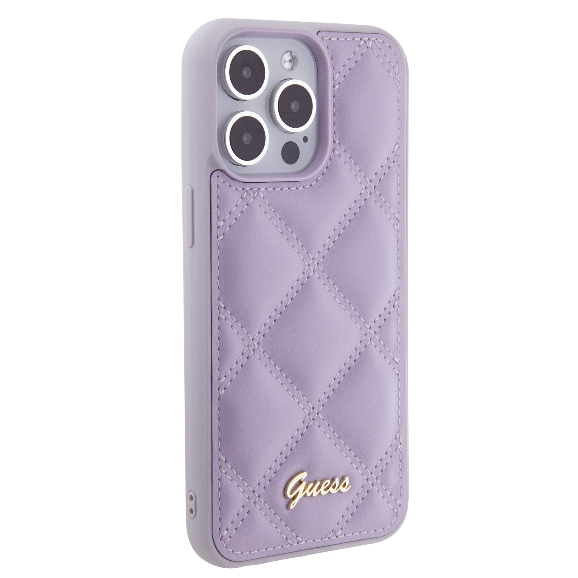 GUESS PU LEATHER HC QUILTED EDITION METAL LOGO LIGHT PURPLE iPhone 15 Pro Max