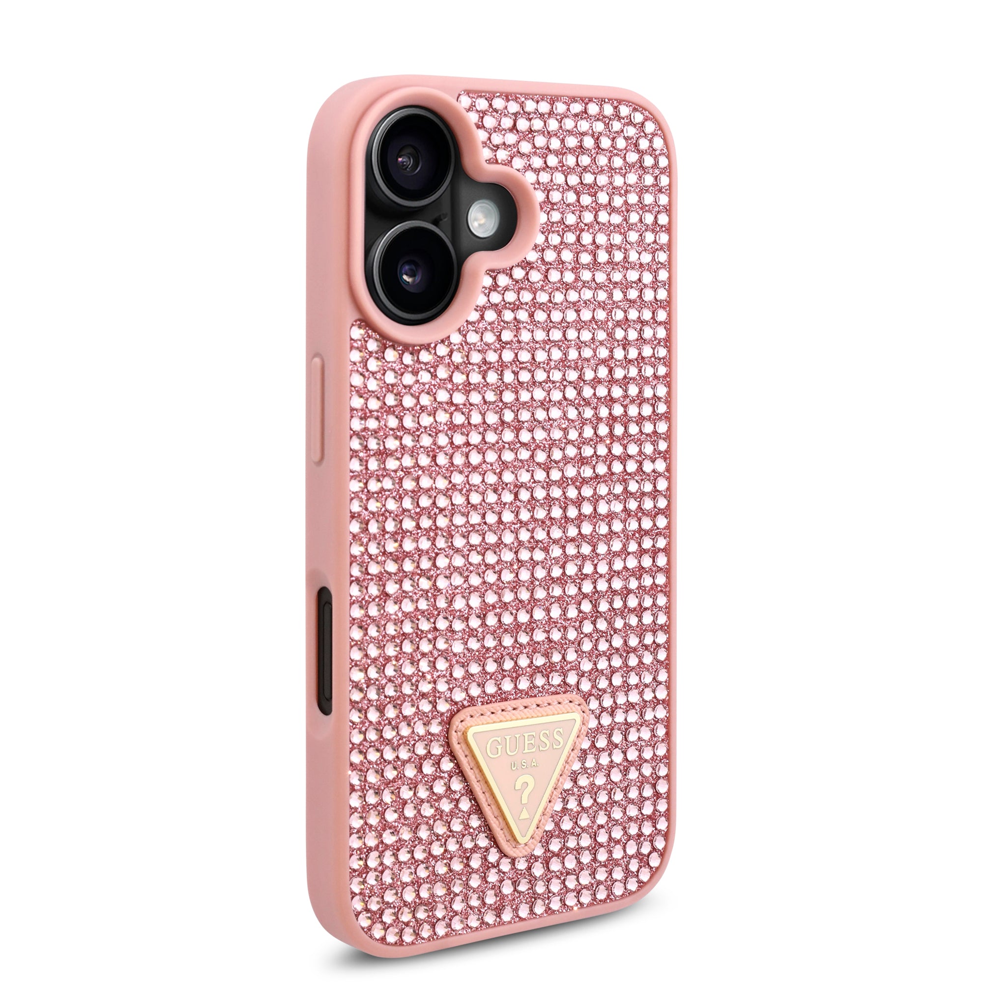 Guess GUHCP16MHDGTPP Hardcase Rhinestone Triangle Logo Pink for iPhone 16 Plus