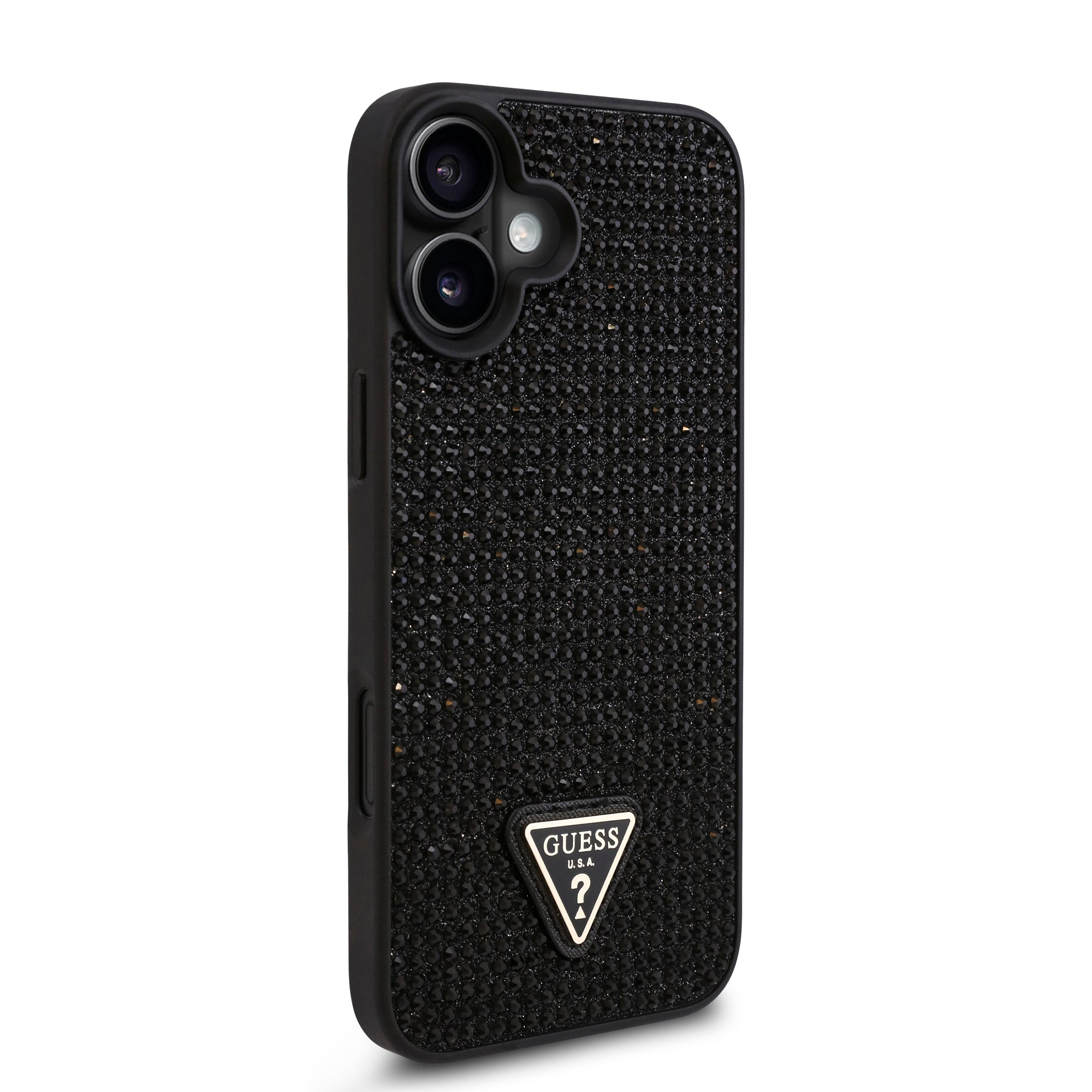 Guess GUHCP16SHDGTPK Hardcase Rhinestone Triangle Logo Black for iPhone 16