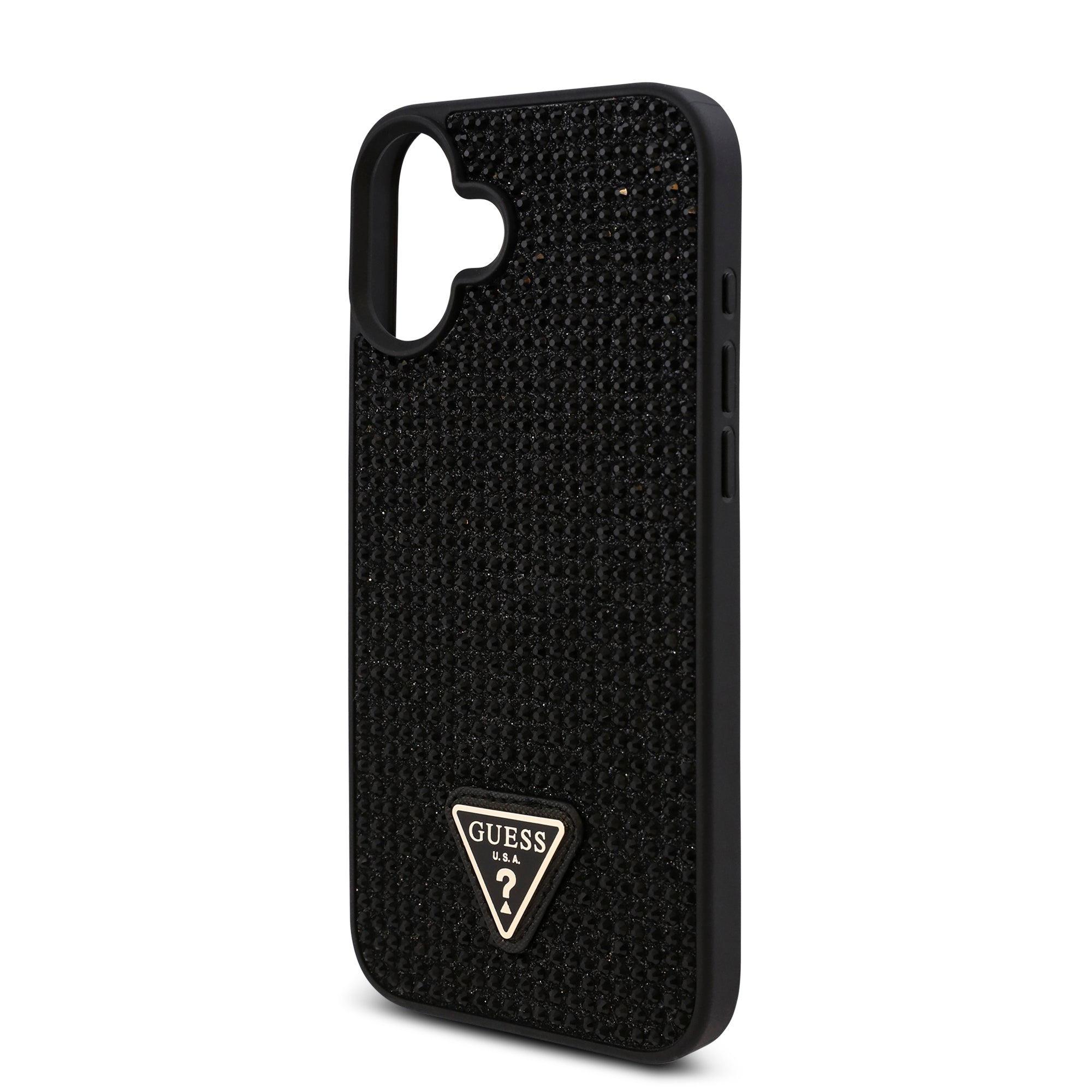 Guess GUHCP16SHDGTPK Hardcase Rhinestone Triangle Logo Black for iPhone 16