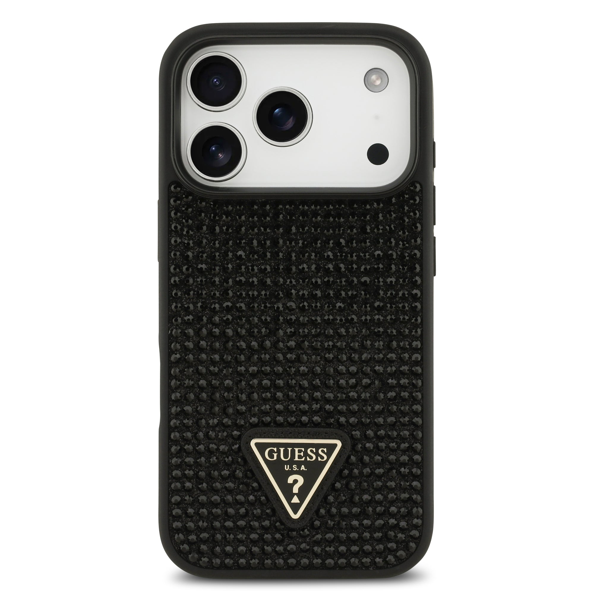GUESS GUHCP17LHDGTPK HardCase Rhinestone Triangle Logo Black iPhone 17 Pro