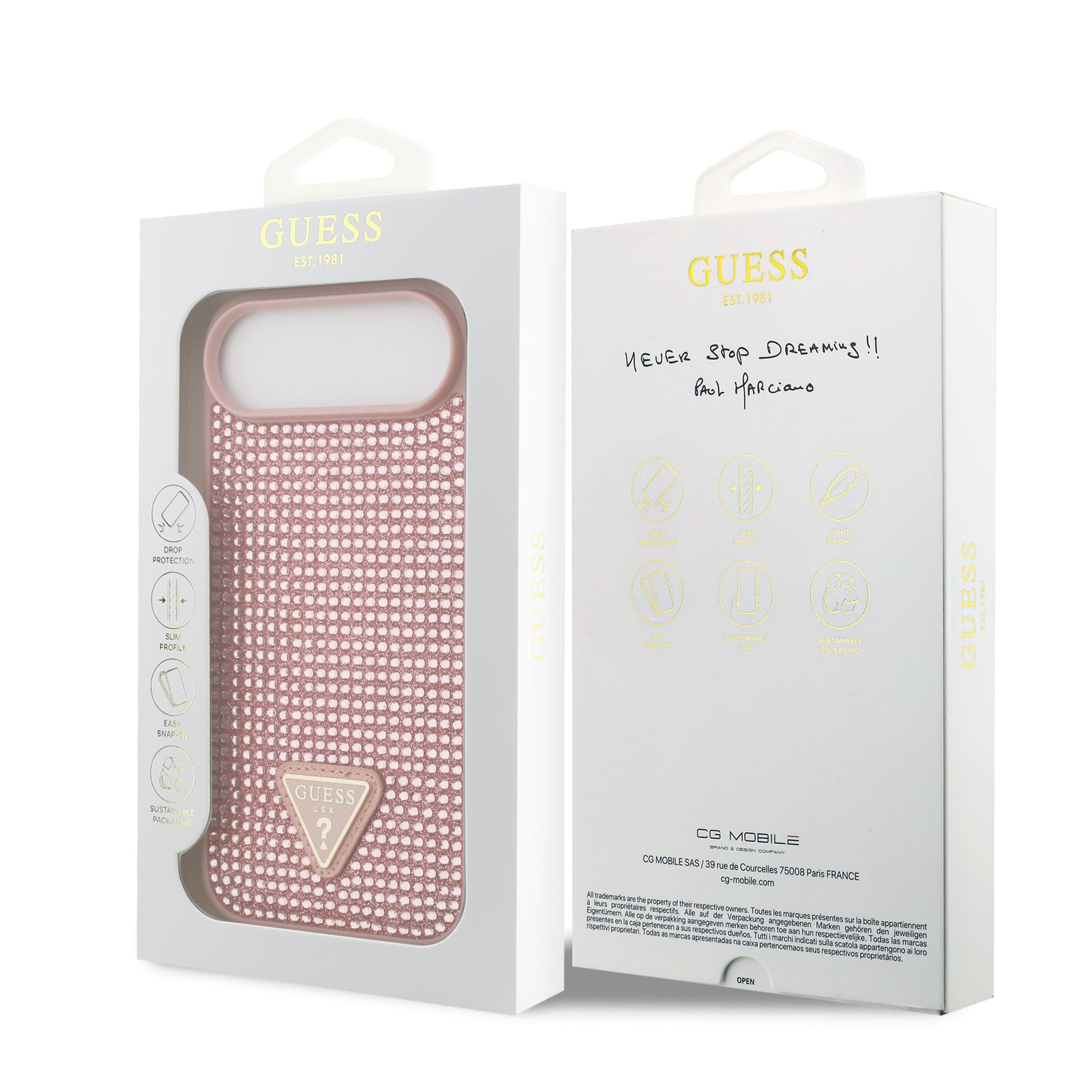 GUESS GUHCP17MHDGTPP HardCase Rhinestone Triangle Logo Pink iPhone 17 Air