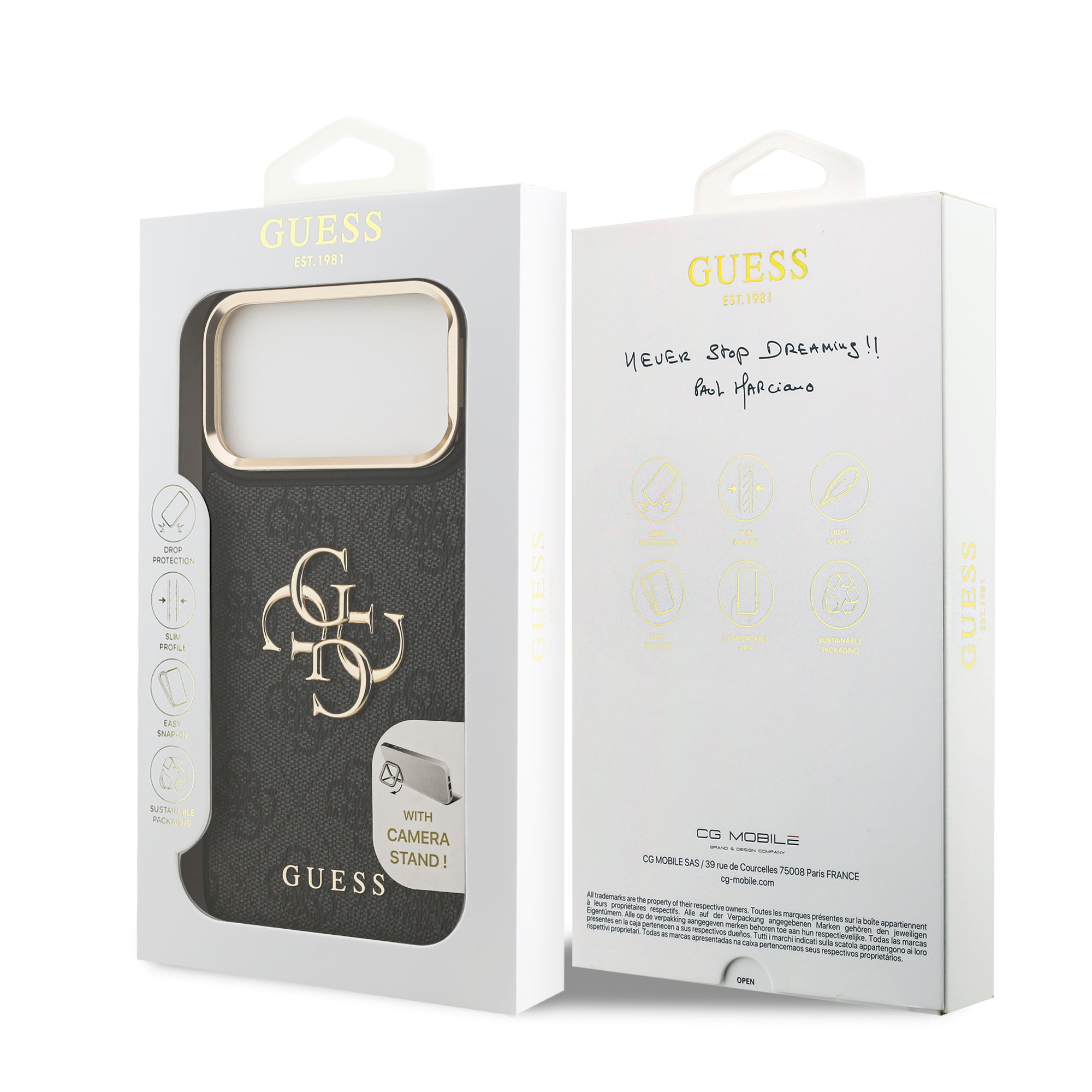 GUESS GUHCP17XPCS4GP4K HardCase 4G PU W/ Big 4G Classic Logo & Stand Camera Black iPhone 17 Pro Max