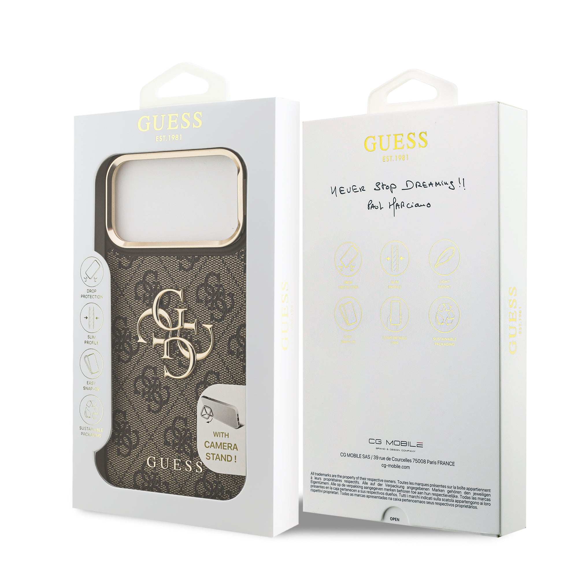 GUESS GUHCP17XPCS4GP4W HardCase 4G PU W/ Big 4G Classic Logo & Stand Camera Brown iPhone 17 Pro Max