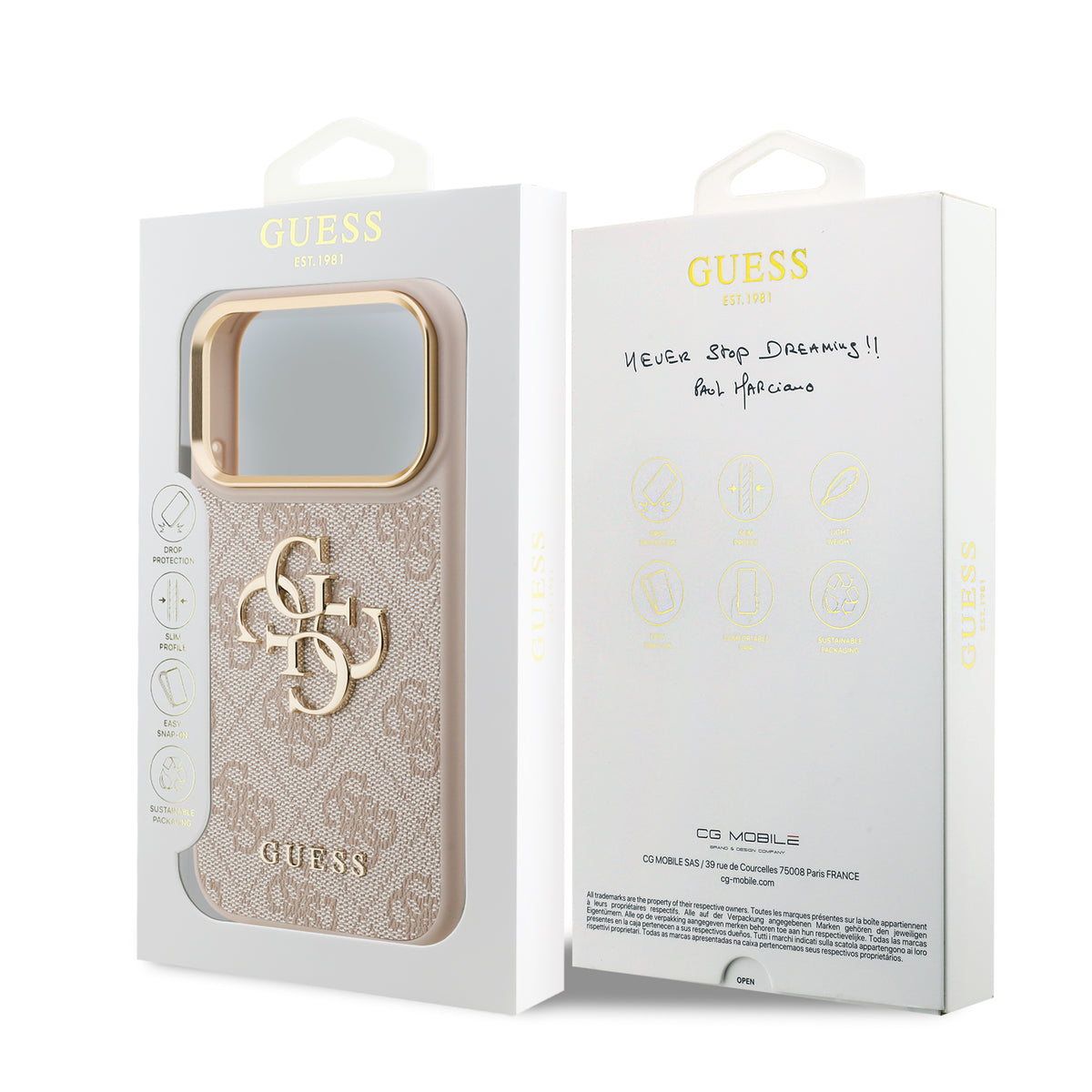 Guess GUHCP18L4GMGCPI 4G Big 4G Classic Logo for iPhone 18 pro / iPhone 17 Pro pink gold