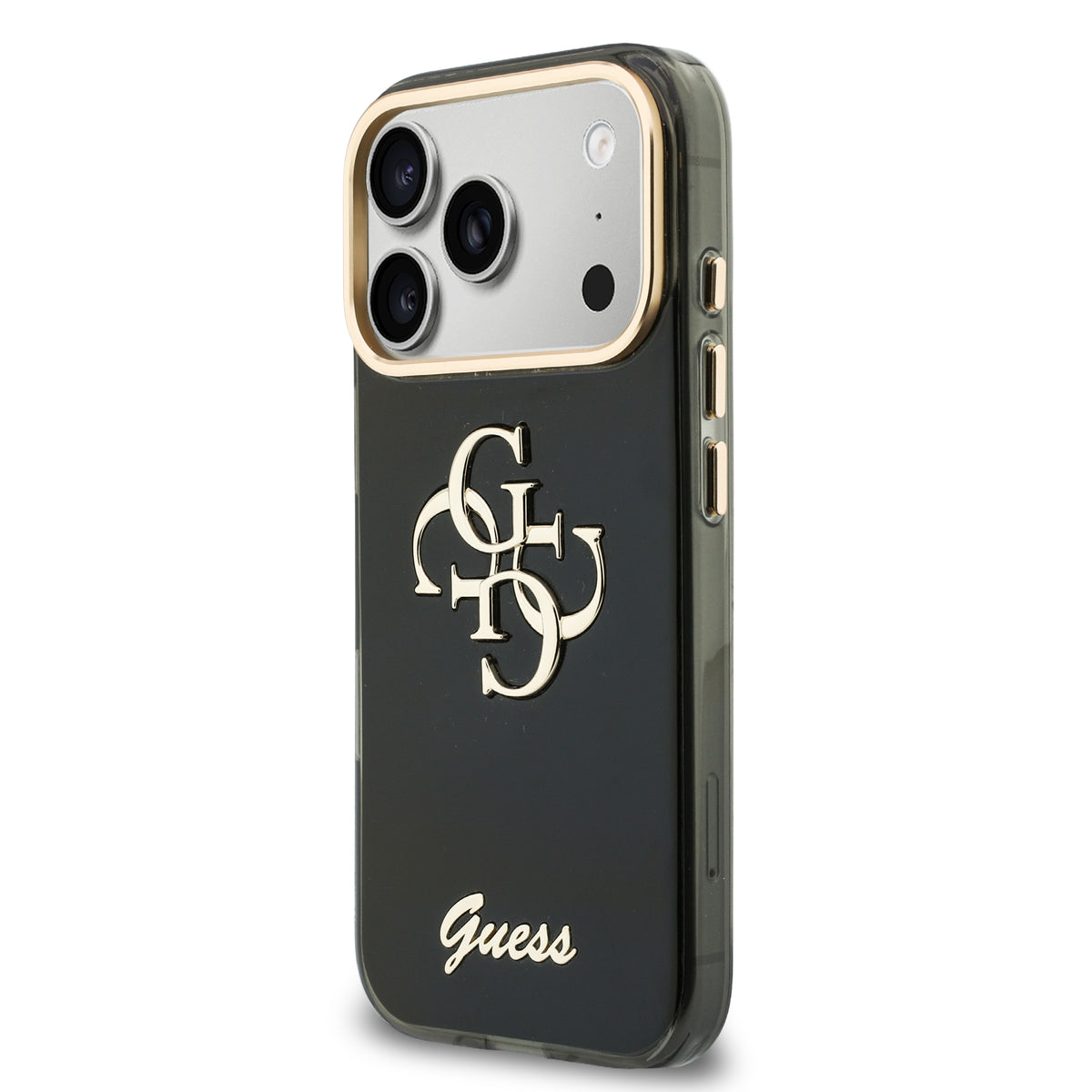Guess GUHCP18L5HC4MLSK IML 4G Script Metal Case For iPhone 18 Pro / 17 Pro Black