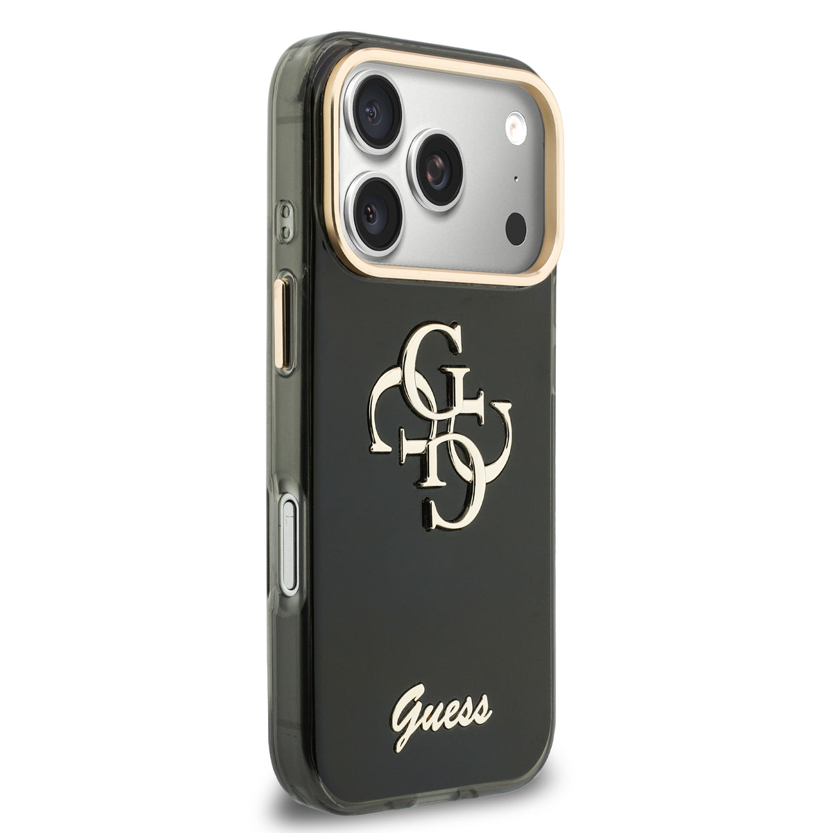 Guess GUHCP18L5HC4MLSK IML 4G Script Metal Case For iPhone 18 Pro / 17 Pro Black