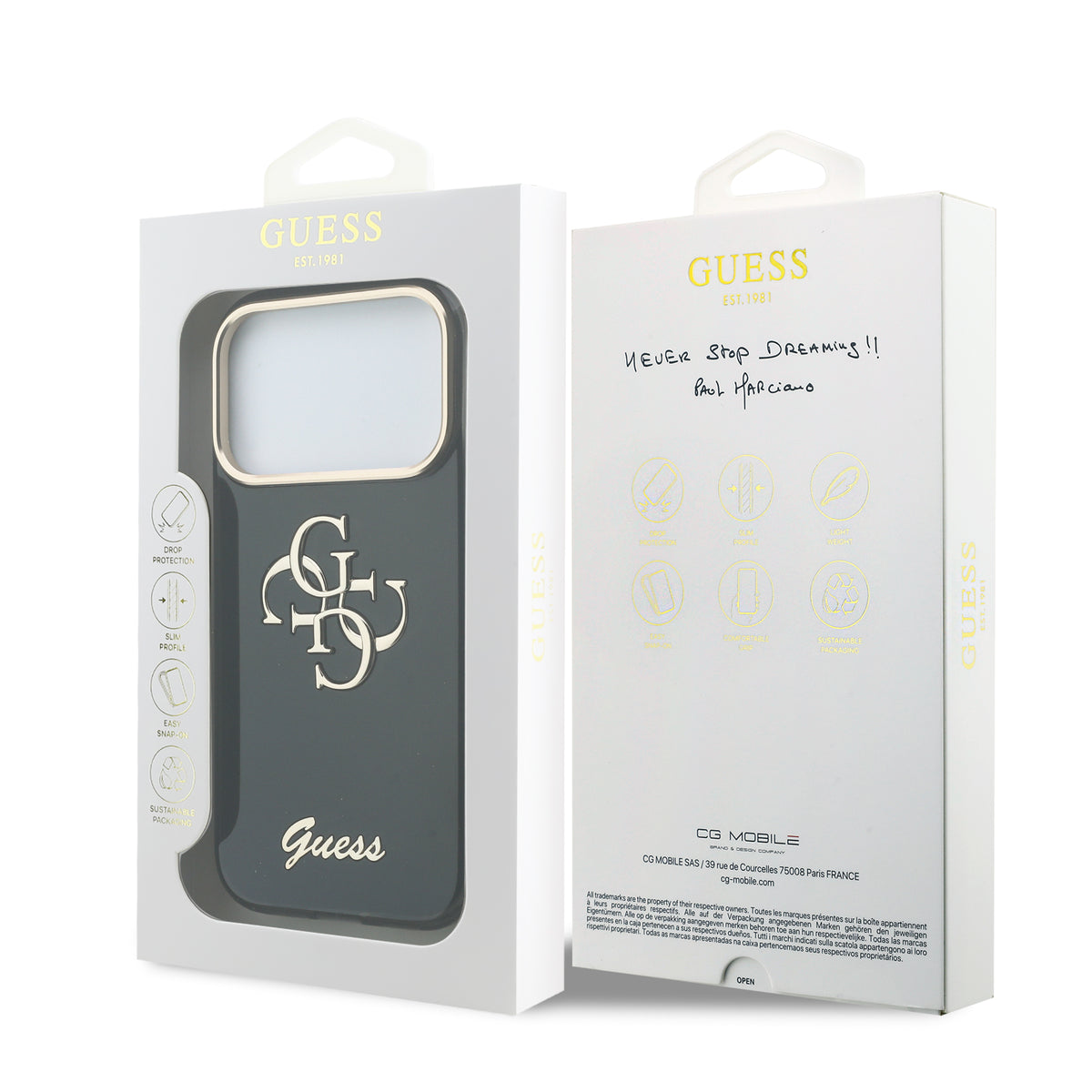 Guess GUHCP18L5HC4MLSK IML 4G Script Metal Case For iPhone 18 Pro / 17 Pro Black