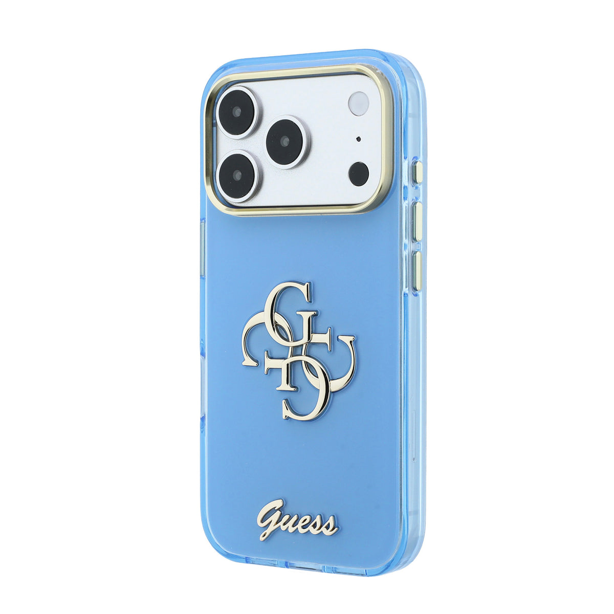Guess GUHCP18L5HC4MLSL IML 4G Script Metal For iPhone 18 Pro / 17 Pro Light Blue