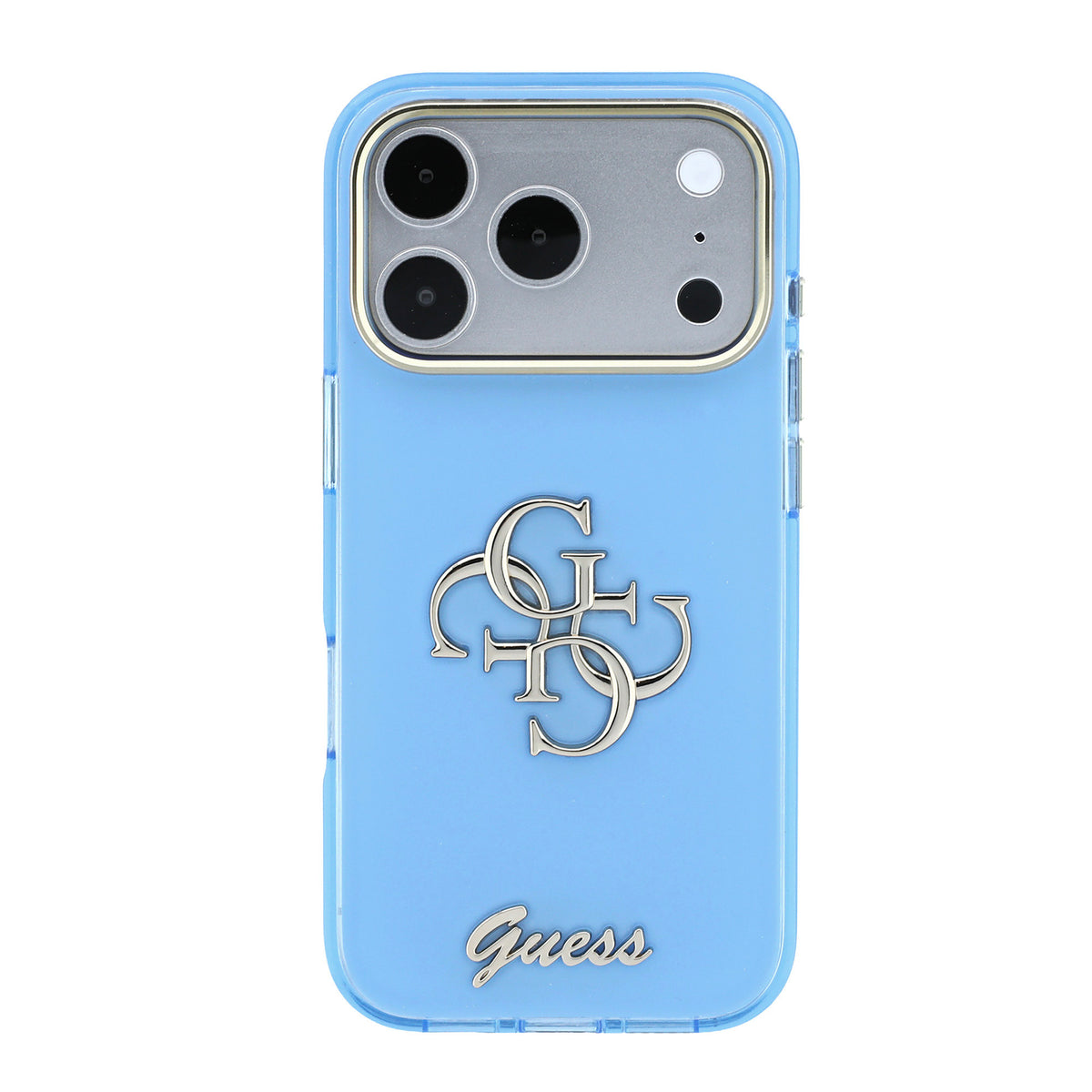 Guess GUHCP18L5HC4MLSL IML 4G Script Metal For iPhone 18 Pro / 17 Pro Light Blue