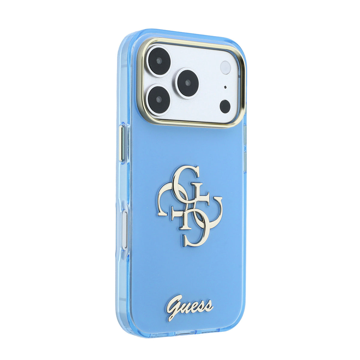 Guess GUHCP18L5HC4MLSL IML 4G Script Metal For iPhone 18 Pro / 17 Pro Light Blue
