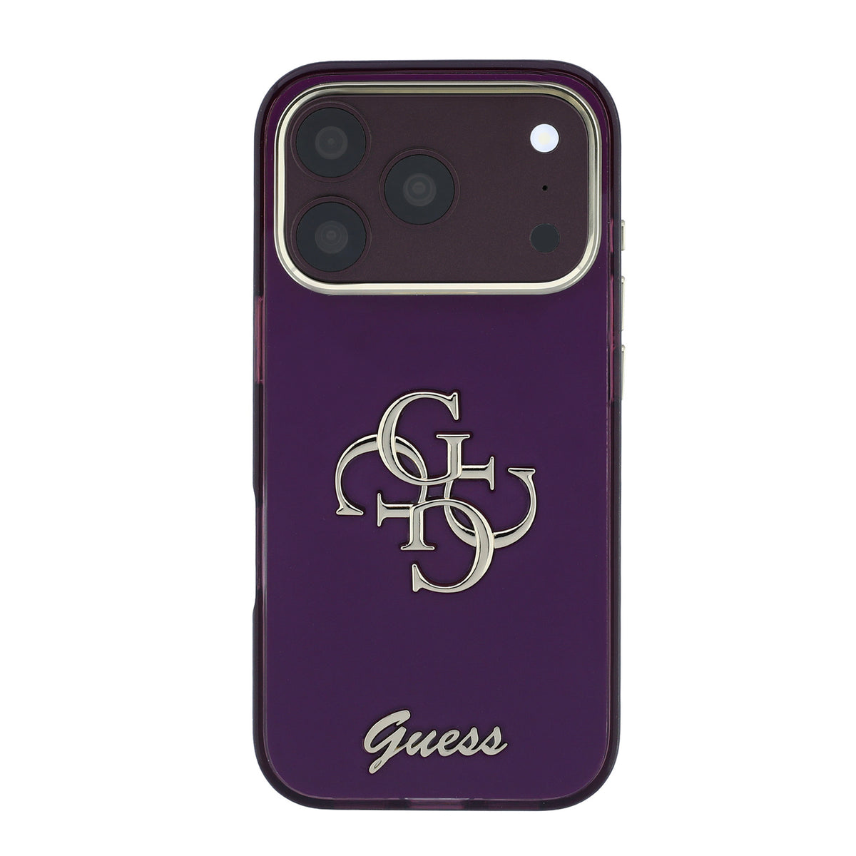 Guess GUHCP18L5HC4MLSU IML 4G Script Metal For iPhone 18 Pro / 17 Pro burgundy