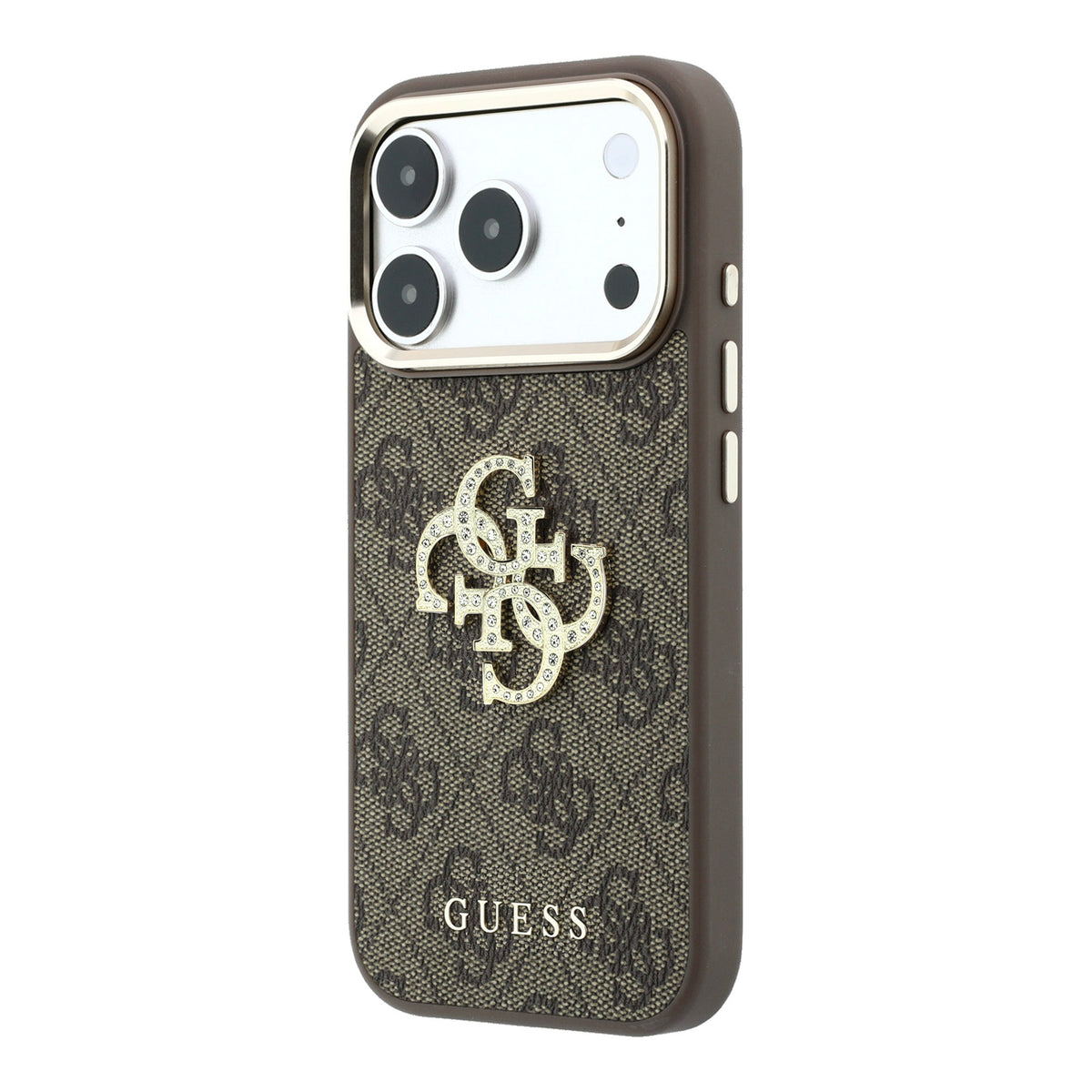 Guess GUHCP18L6P4DSMLW 4G & Big Strass Logo Case for iPhone 18 Pro / iPhone 17 Pro Brown