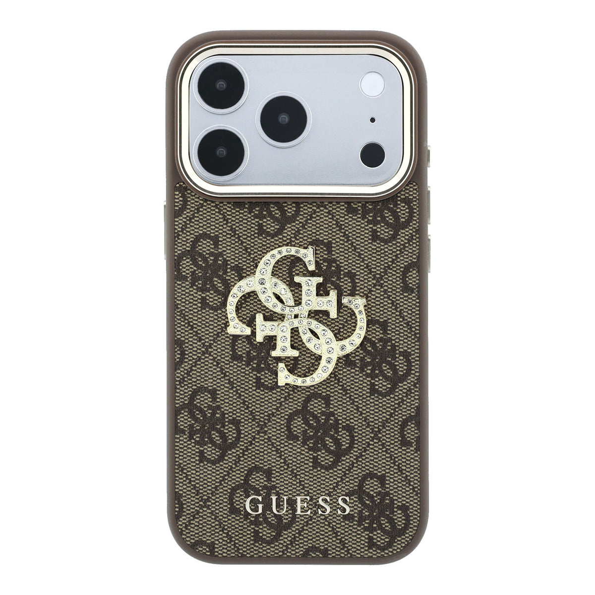 Guess GUHCP18L6P4DSMLW 4G & Big Strass Logo Case for iPhone 18 Pro / iPhone 17 Pro Brown