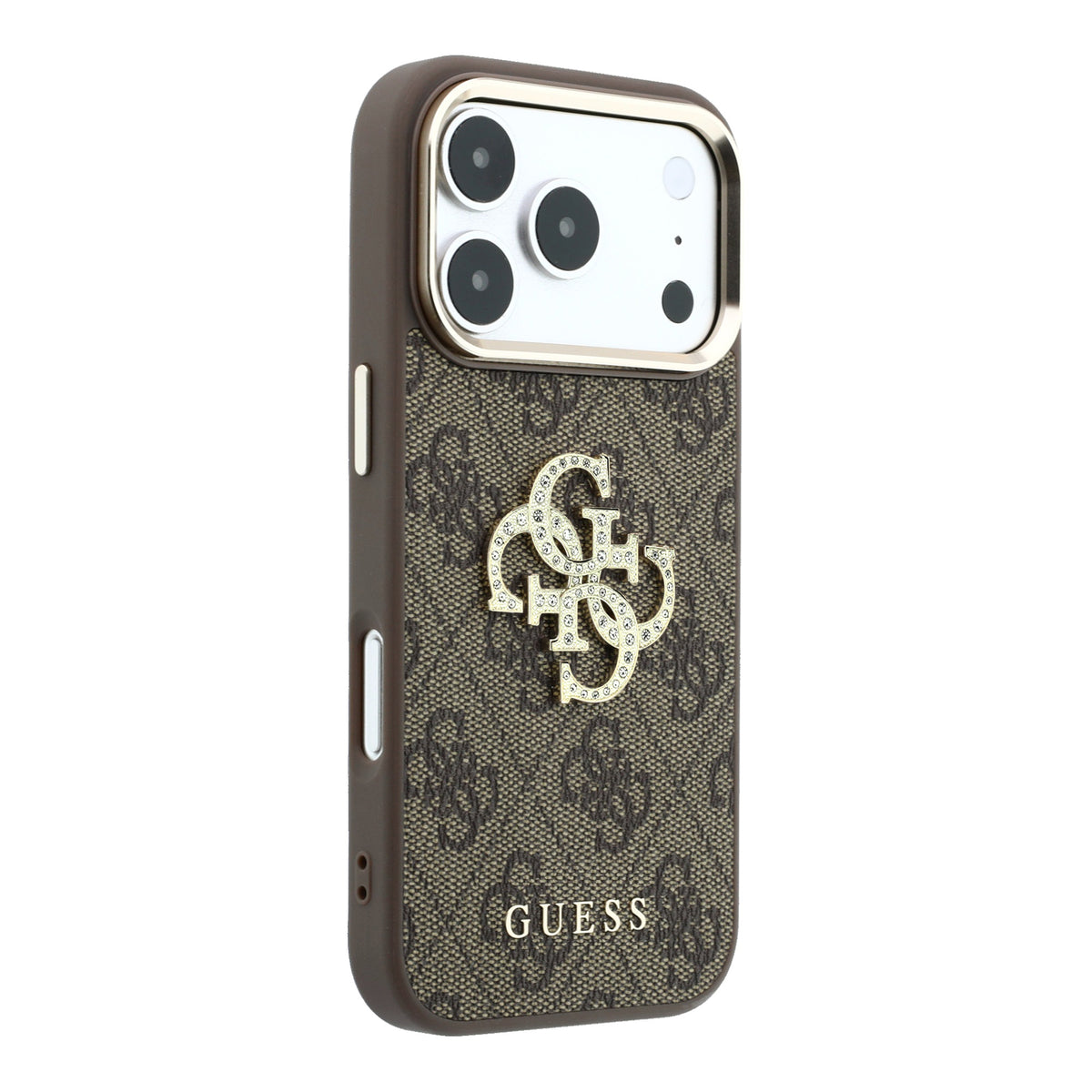 Guess GUHCP18L6P4DSMLW 4G & Big Strass Logo Case for iPhone 18 Pro / iPhone 17 Pro Brown