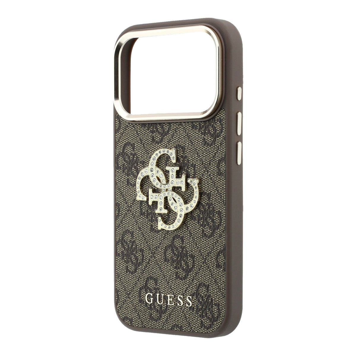 Guess GUHCP18L6P4DSMLW 4G & Big Strass Logo Case for iPhone 18 Pro / iPhone 17 Pro Brown