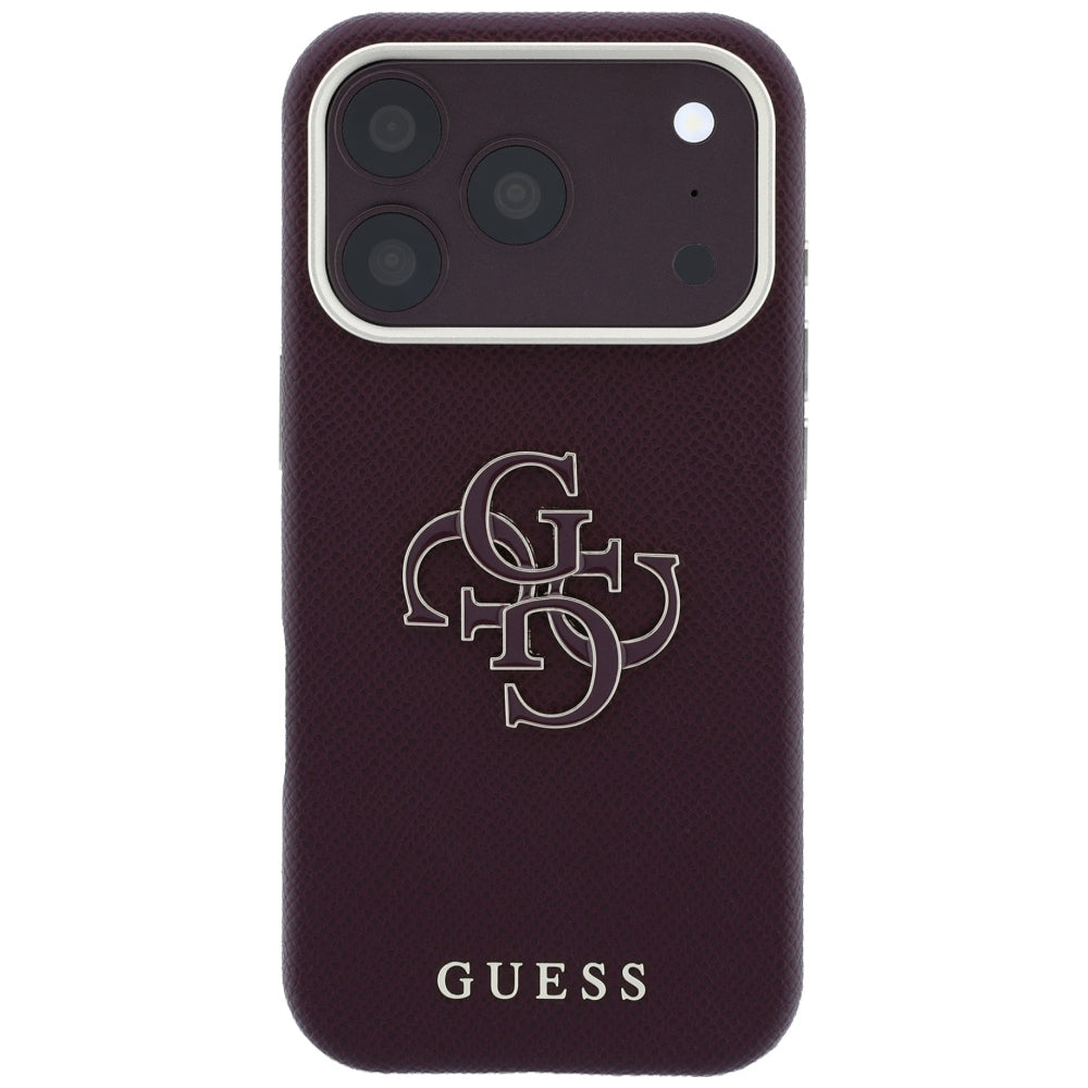 Guess GUHCP18L6PSS4RGU Grained & Big Resin Logo Case for iPhone 18 Pro / 17 Pro Burgundy