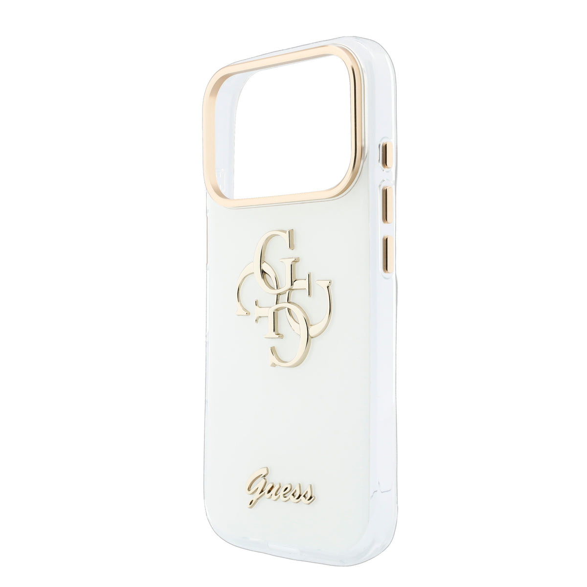 Guess GUHCP18L5HC4MLSH IML 4G Script Metal For iPhone 18 Pro / 17 Pro White
