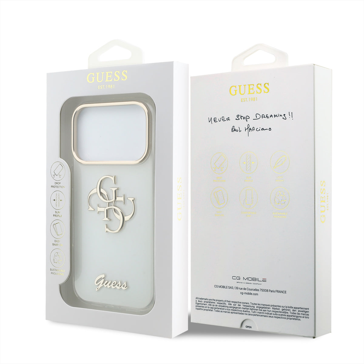 Guess GUHCP18X5HC4MLSH IML 4G Script Metal For iPhone 18 Pro Max / 17 Pro Max White