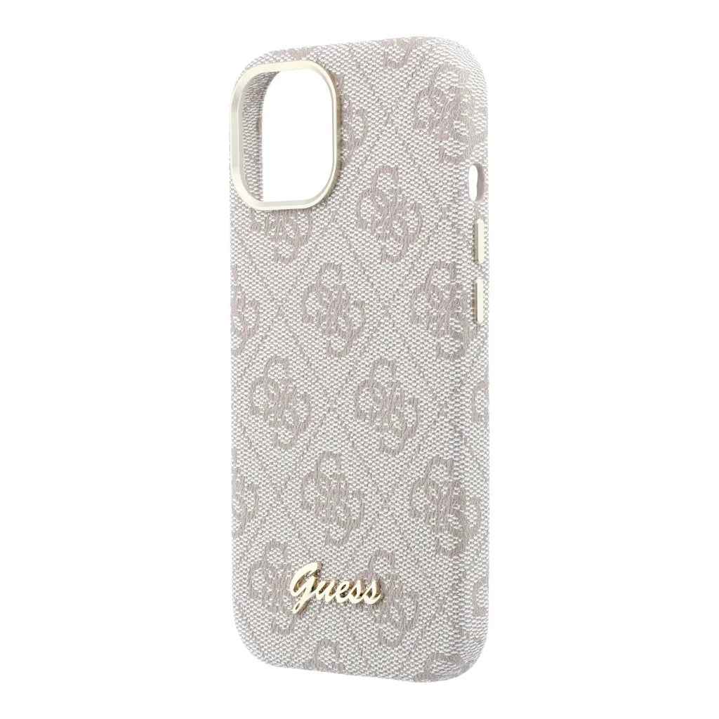 Guess GUHMP15L5P4FWMSP 4G Vintage Gold Logo MageSafe HardCase for iPhone 15 Pro Pink