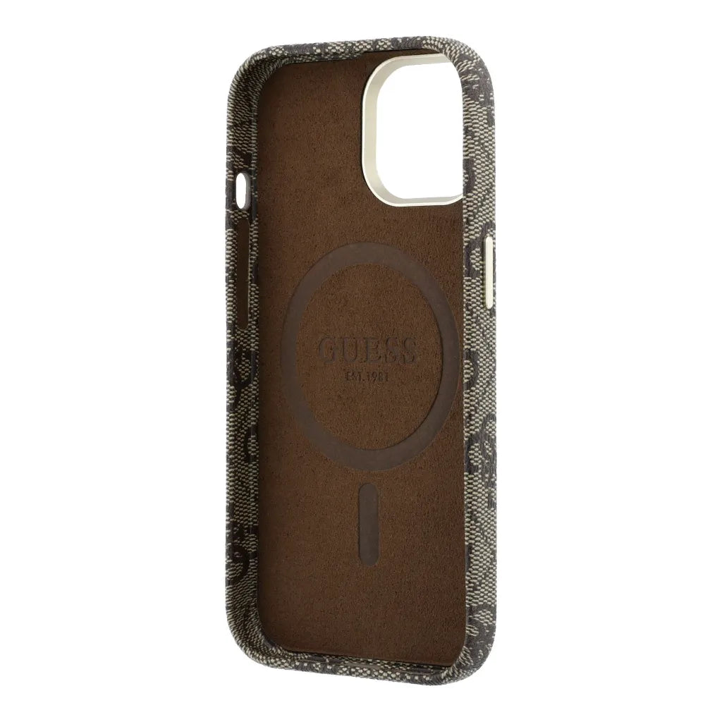 Guess GUHMP16L5P4FWMSW 4G Vintage Gold Logo Magsafe Hardcase for iPhone 16 Pro Brown