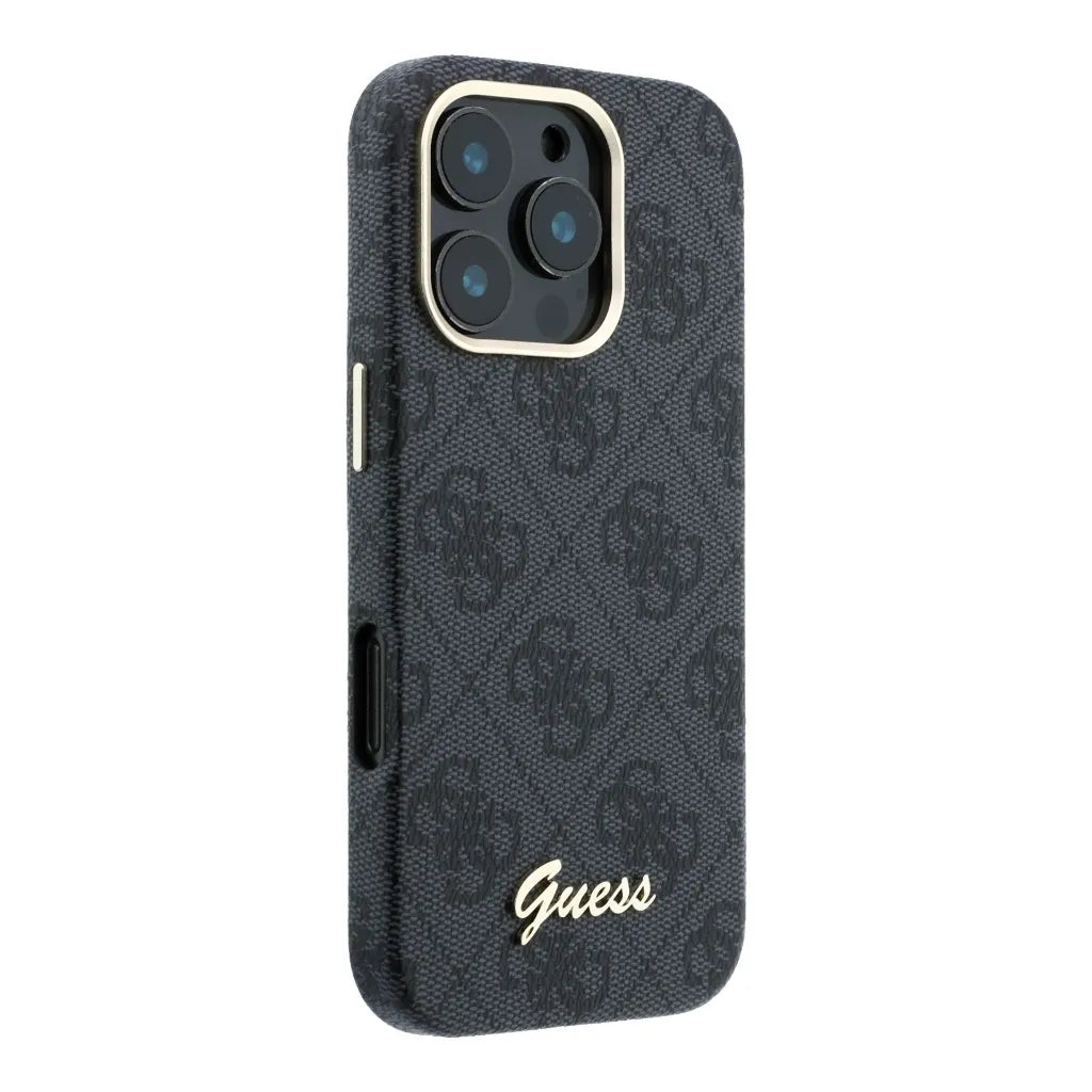 Guess GUHMP16L5P4FWMSK 4G Vintage Gold Logo MageSafe HardCase for iPhone 16 Pro black