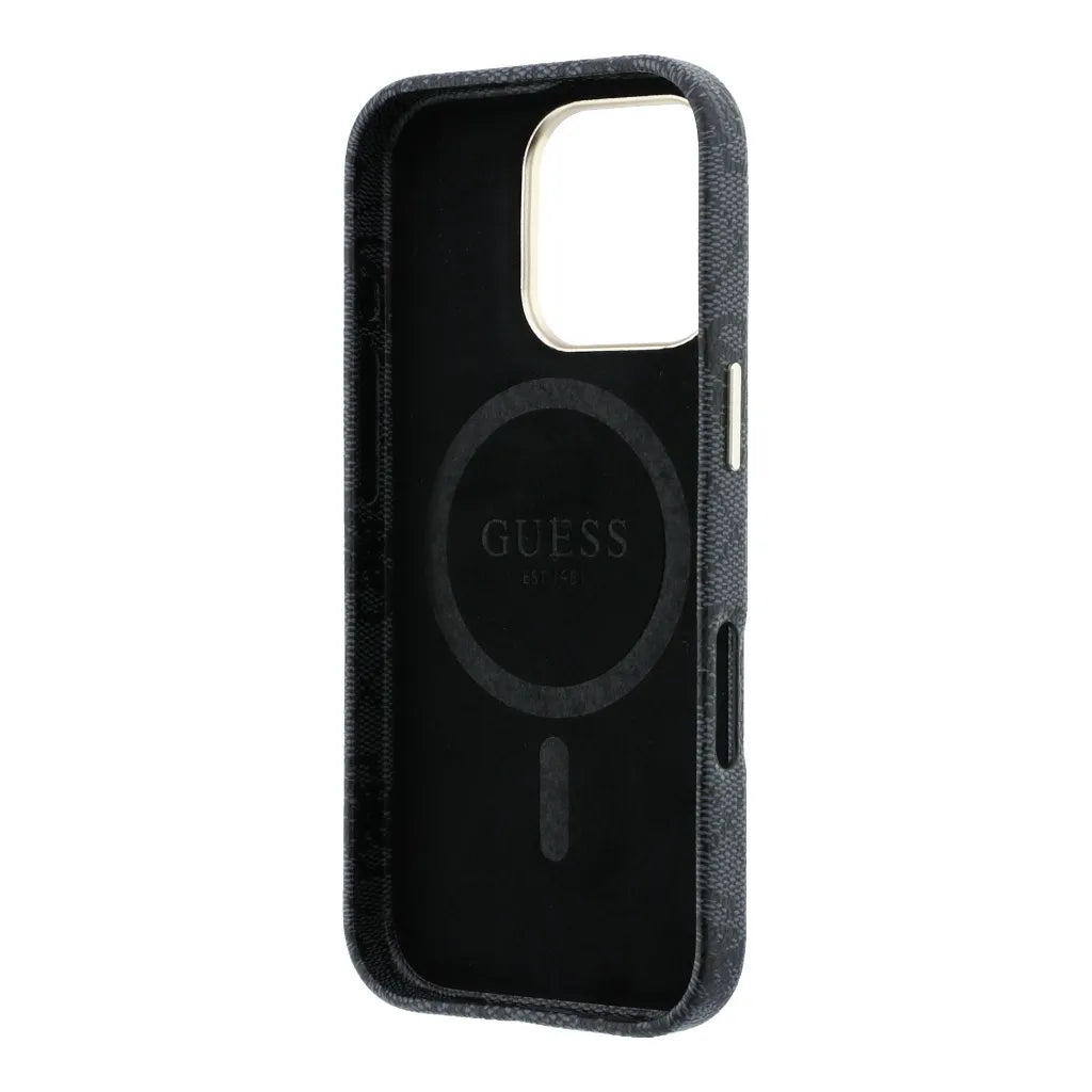 Guess GUHMP16L5P4FWMSK 4G Vintage Gold Logo MageSafe HardCase for iPhone 16 Pro black