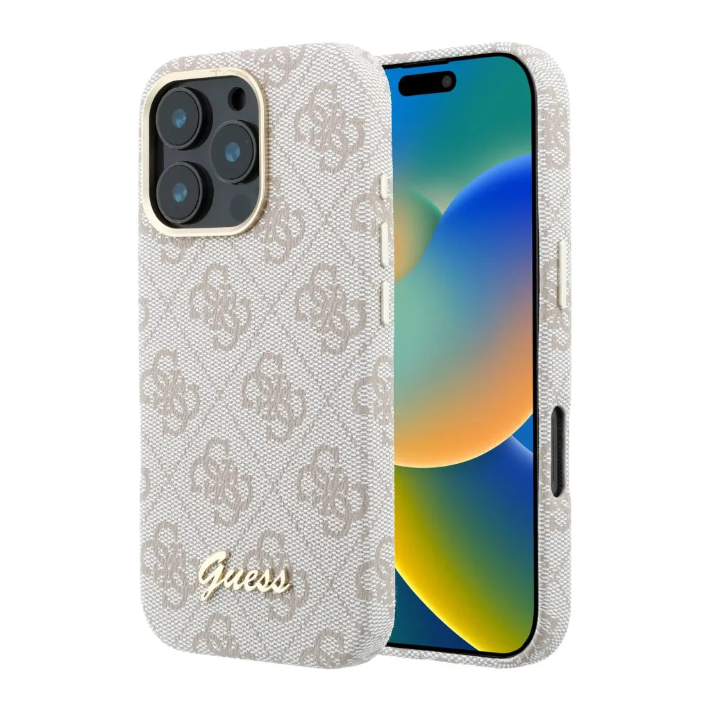 Guess GUHMP15X5P4FWMSP 4G Vintage Gold Logo Magsafe Hardcase for iPhone 15 Pro Max Pink