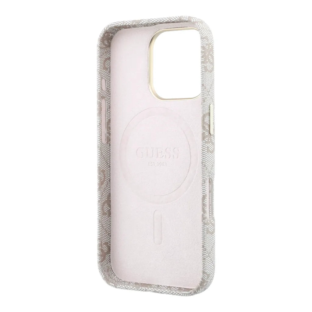 Guess GUHMP15X5P4FWMSP 4G Vintage Gold Logo Magsafe Hardcase for iPhone 15 Pro Max Pink