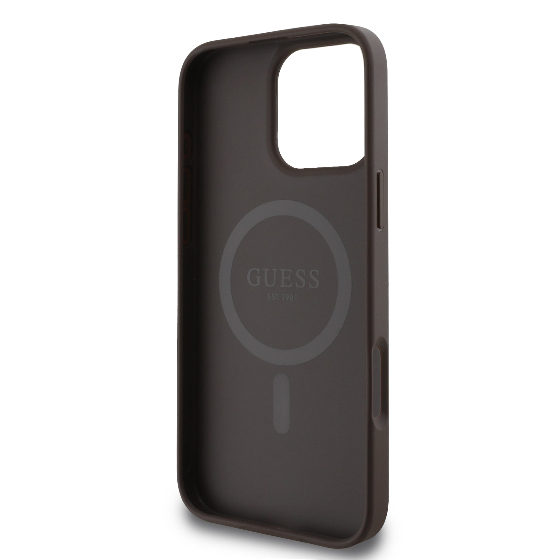 Guess Hardcase Magsafe PU 4G Ring
 Classic Logo Brown iPhone 16 Pro