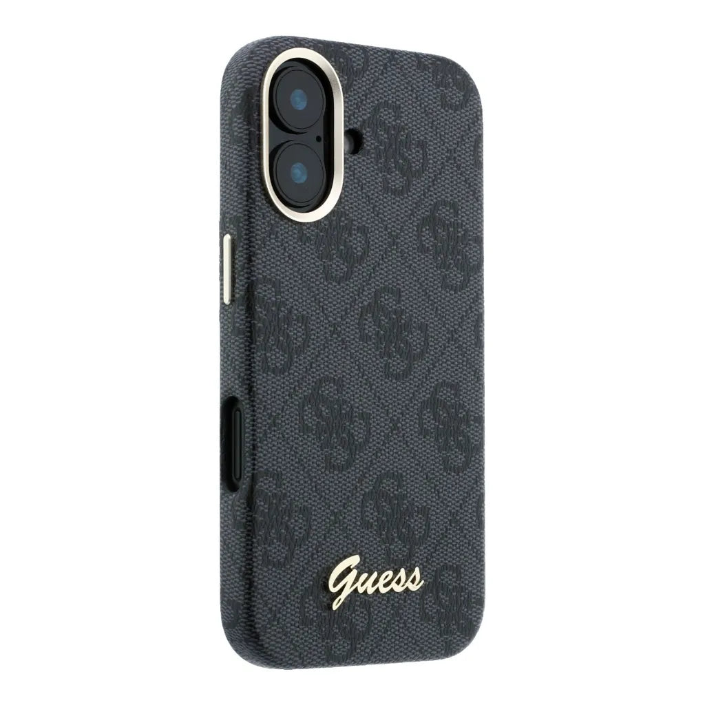 Guess GUHMP16S5P4FWMSK 4G Vintage Gold Logo Magsafe Hardcase for iPhone 16 Black
